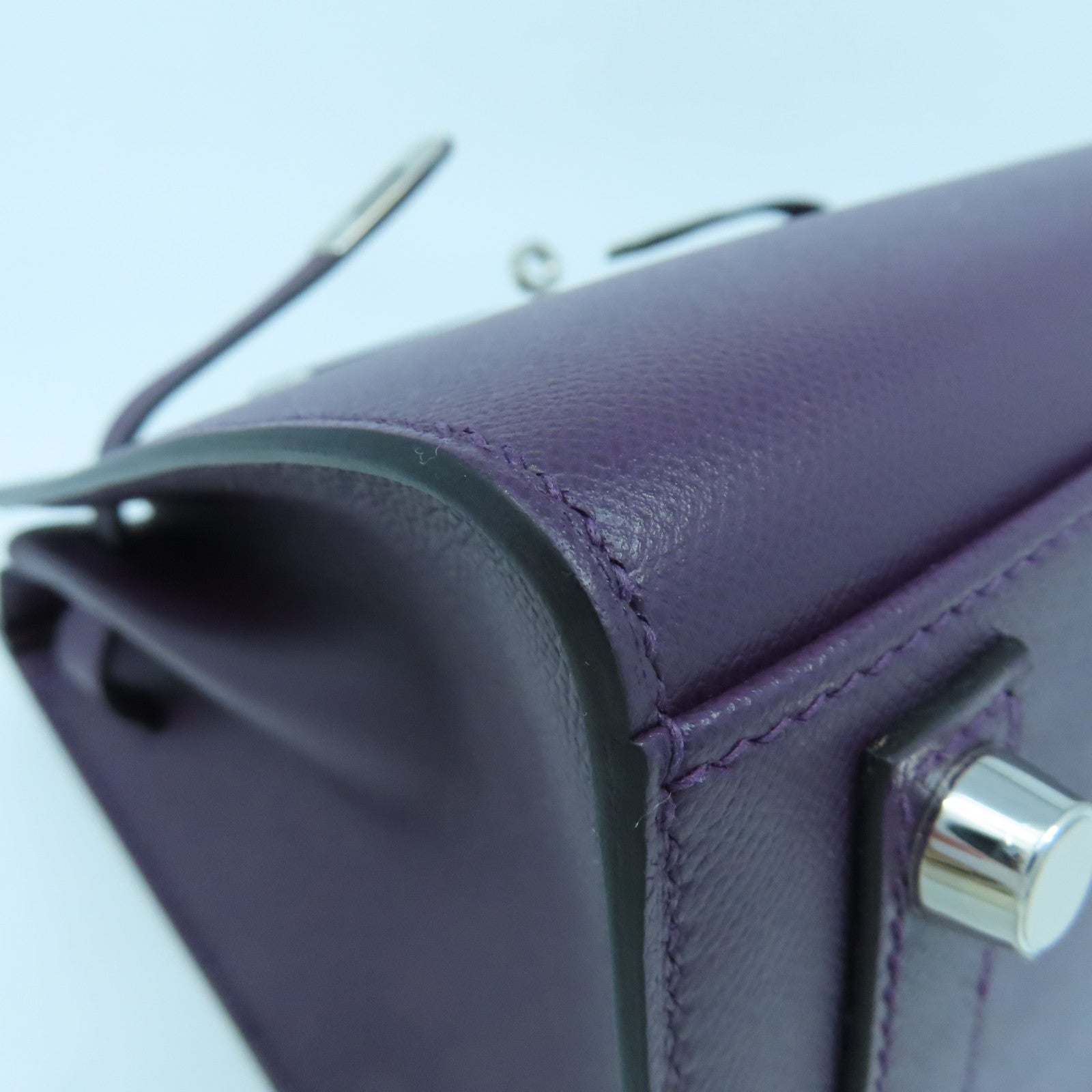 HERMES Madame皮革Birkin 25銀扣手挽袋暗紫色