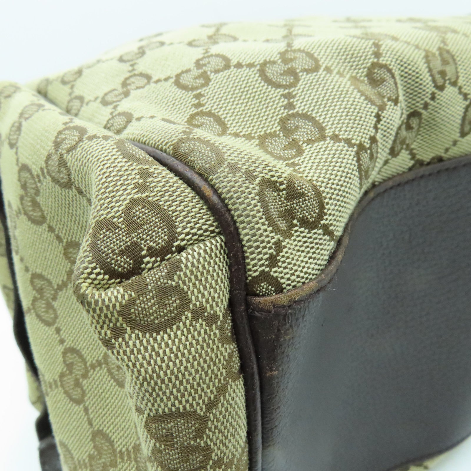 GUCCI 帆布Small Duffer Bag銀扣肩背袋棕色