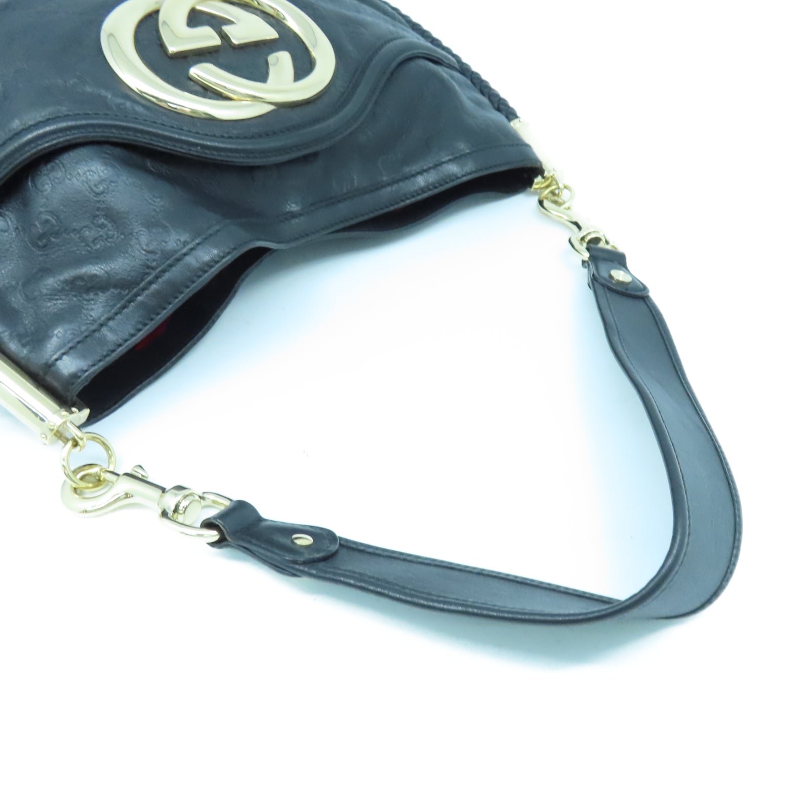 GUCCI 牛皮皮革Shoulder Bag金扣肩背袋黑色