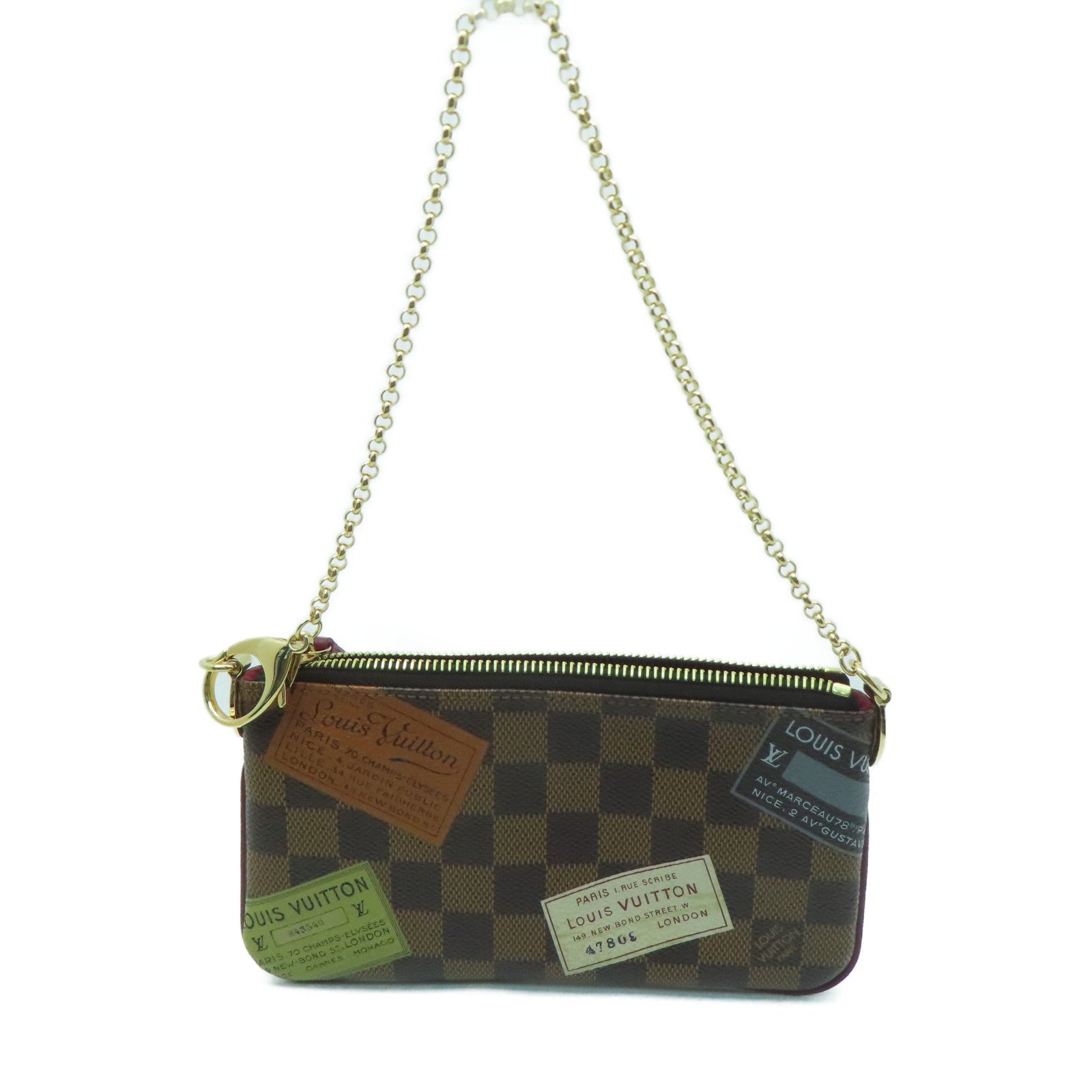 LOUIS VUITTON Damier Pochette Milla MM金扣肩背袋啡色