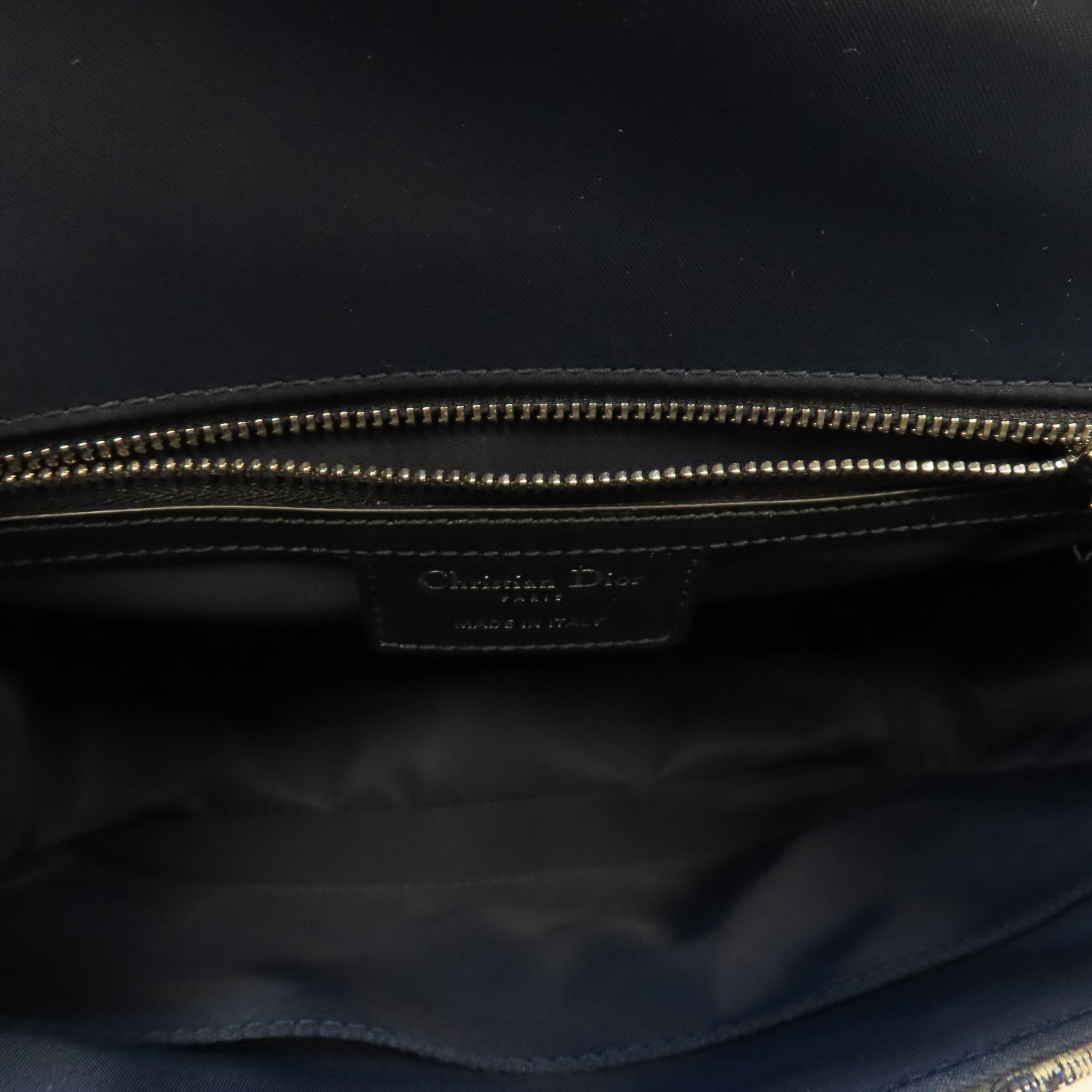Dior 帆布Messenger Bag銀扣肩背袋深藍色