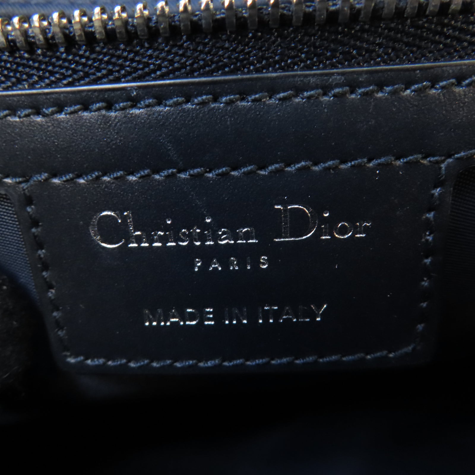 Dior 帆布Messenger Bag銀扣肩背袋深藍色