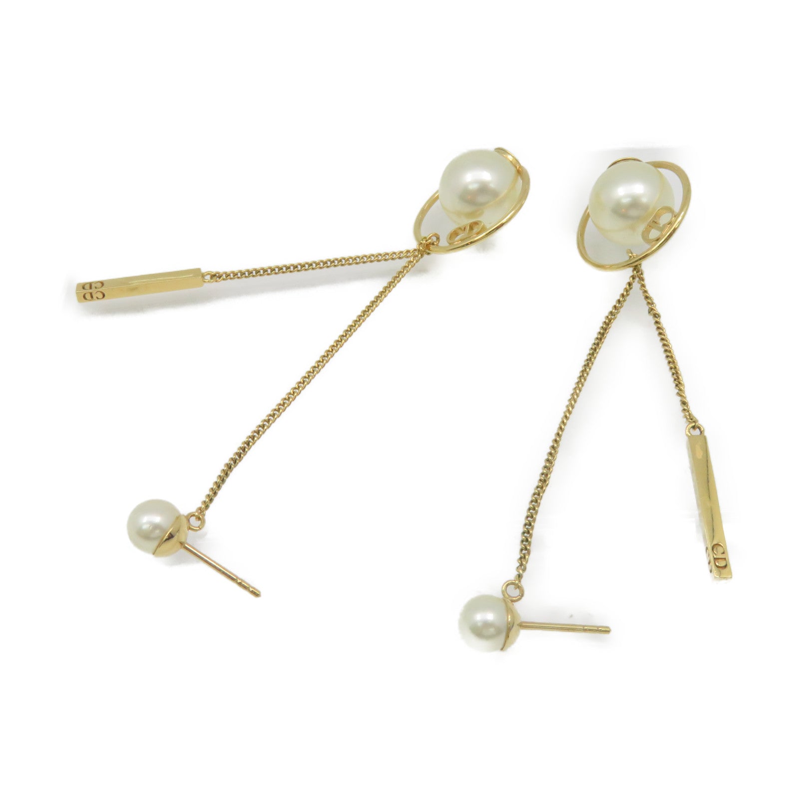 Dior 金属/仿珍珠Earrings耳环珍珠色/金色