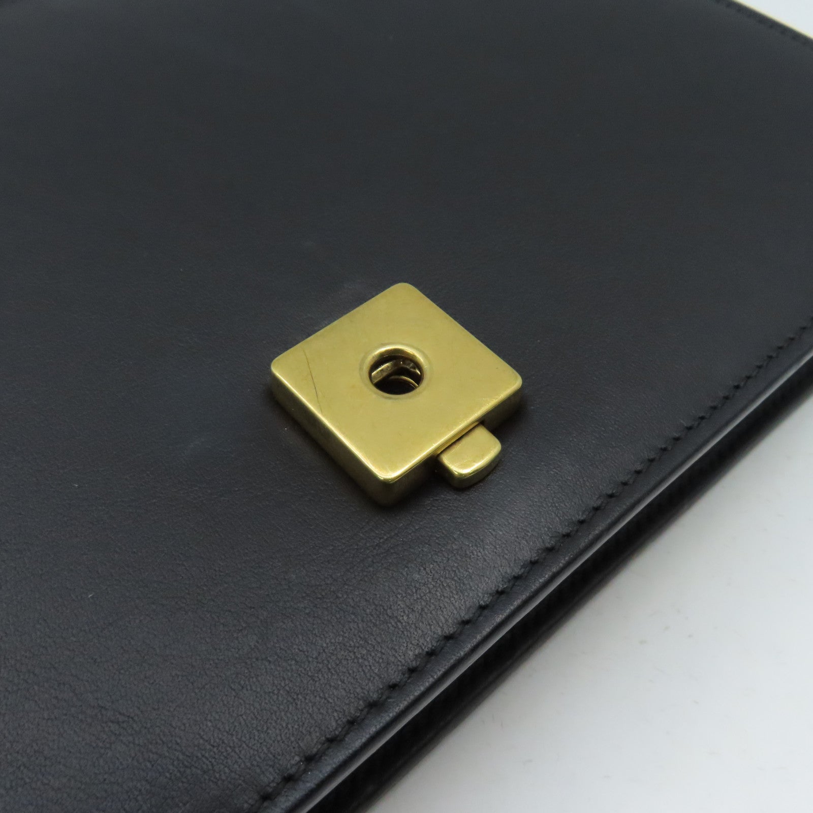 GUCCI 牛皮皮革Chain Shoulder Bag金扣鏈帶肩背袋黑色