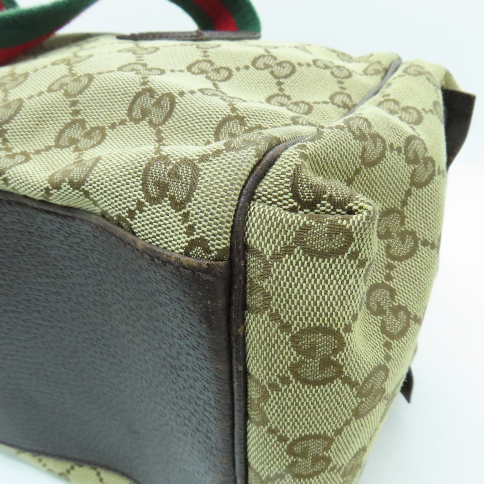 GUCCI 帆布Small Duffer Bag銀扣肩背袋棕色
