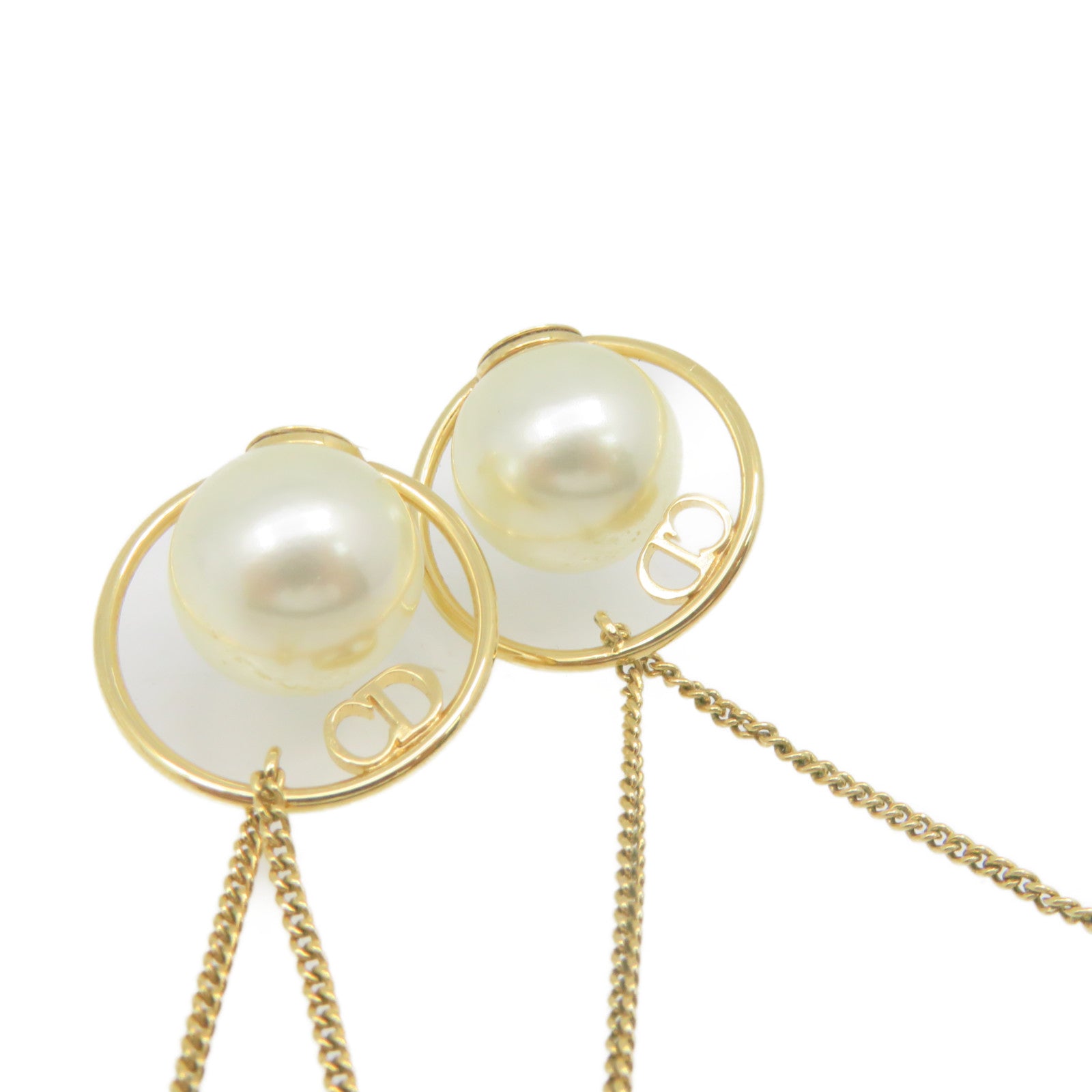 Dior 金属/仿珍珠Earrings耳环珍珠色/金色