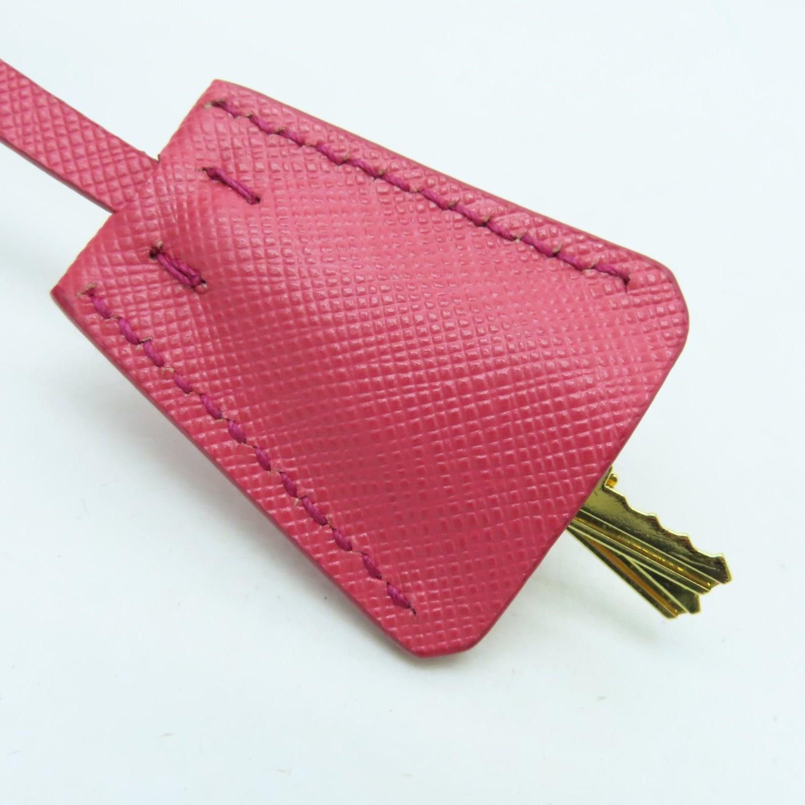 PRADA Saffiano Leather Shoulder Bag Gold Buckle Pink