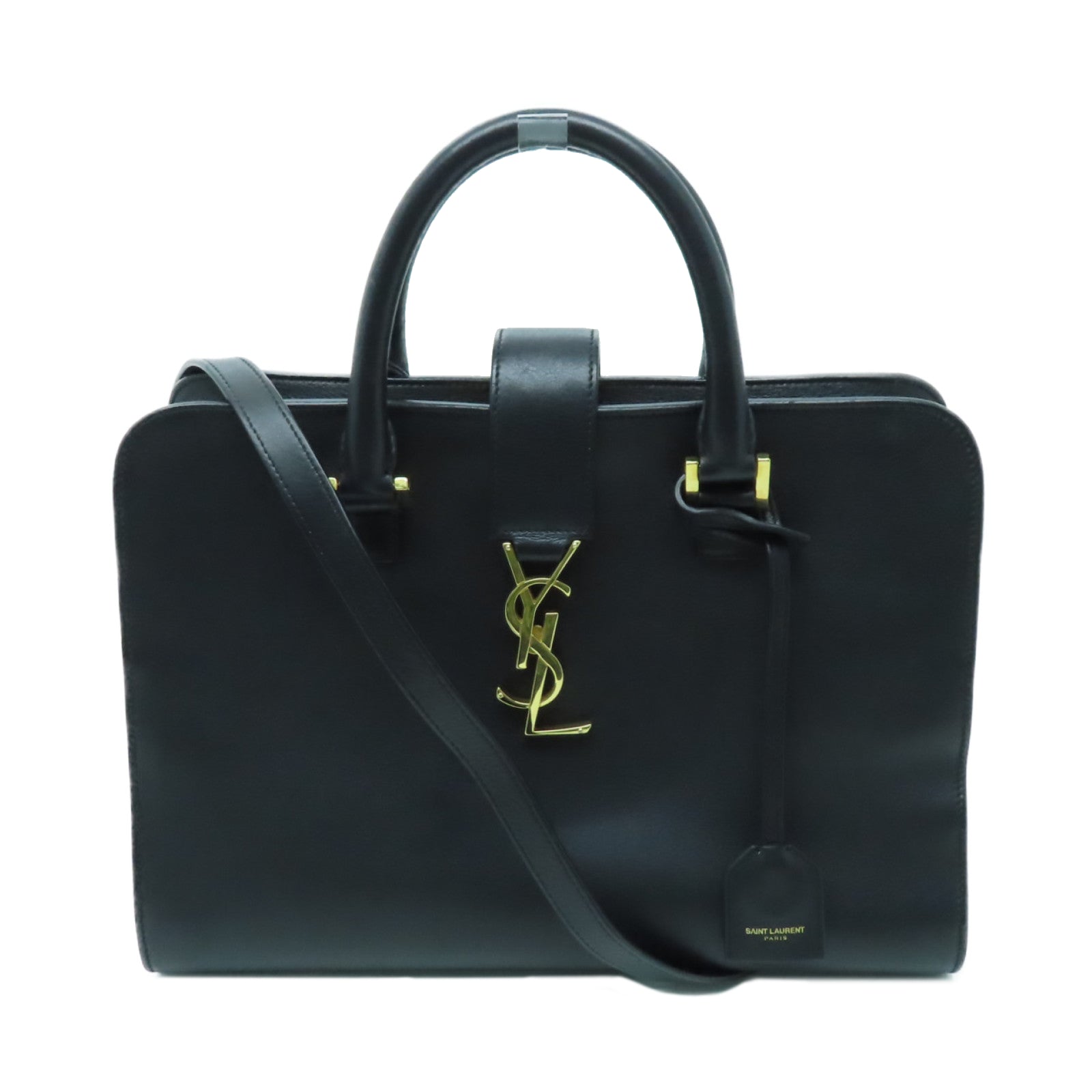 SAINT LAURENT 牛皮皮革2 Way Shoulder金扣手挽肩背兩用袋黑色