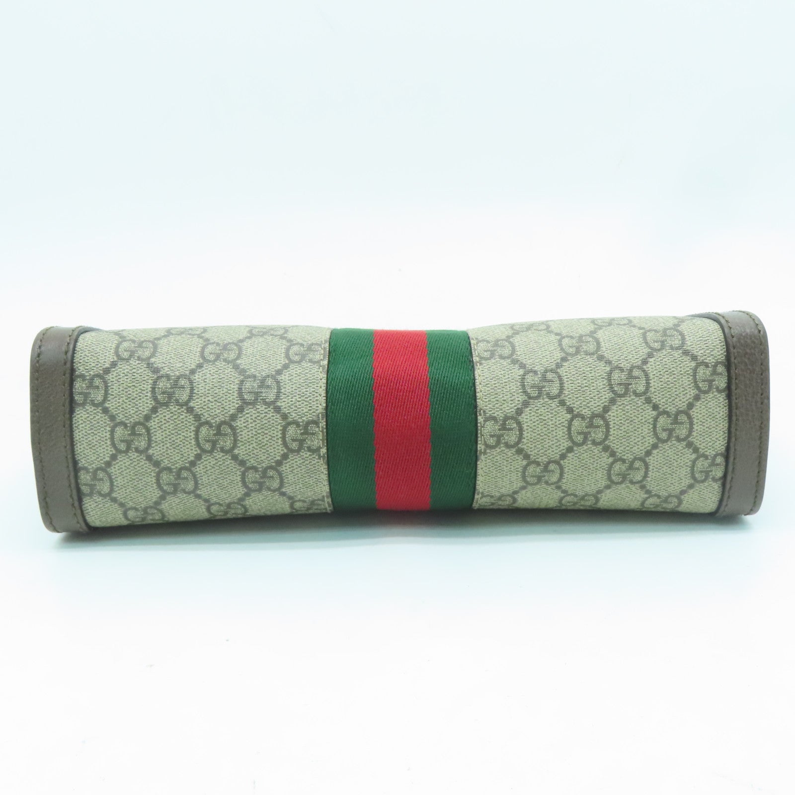 GUCCI 塗層帆布Ophidia GG金扣鏈帶肩背袋啡色