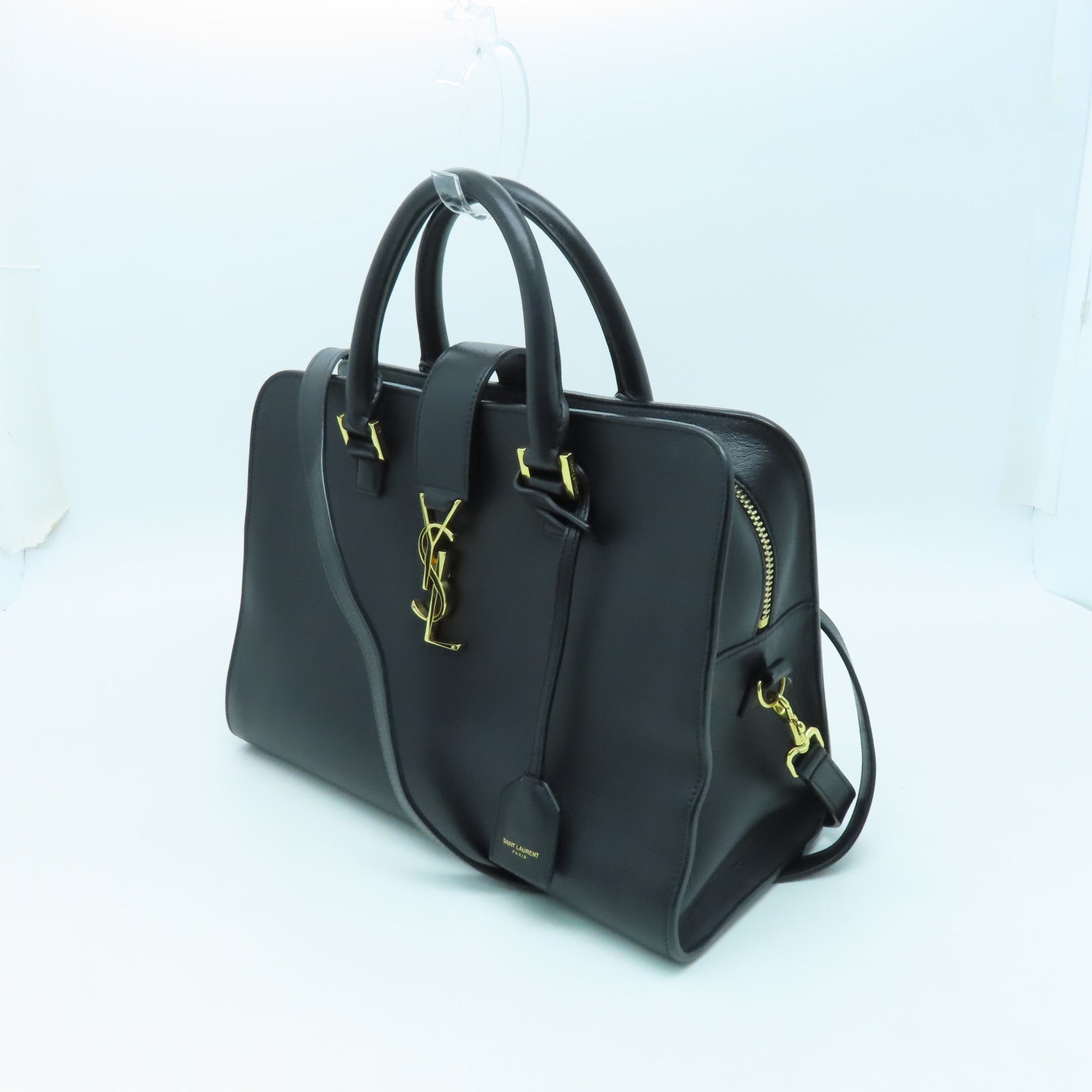 SAINT LAURENT 牛皮皮革2 Way Shoulder金扣手挽肩背兩用袋黑色