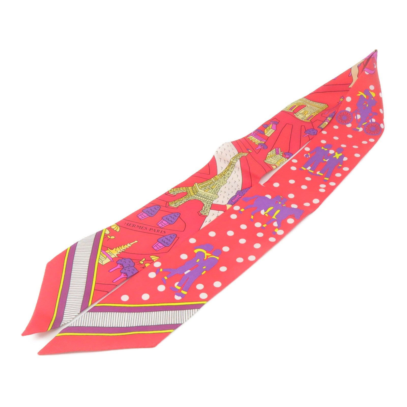 HERMES 絲質Twilly絲巾紅色