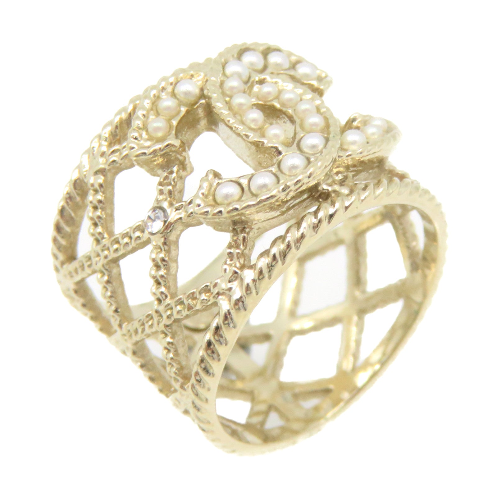 CHANEL Rhombus Metal Ring Ring US#5.5