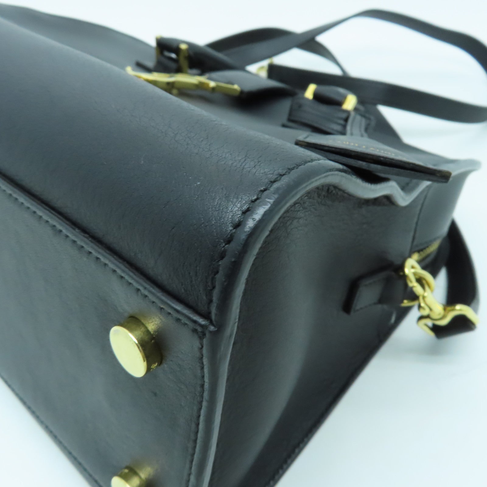 SAINT LAURENT 牛皮皮革2 Way Shoulder金扣手挽肩背兩用袋黑色
