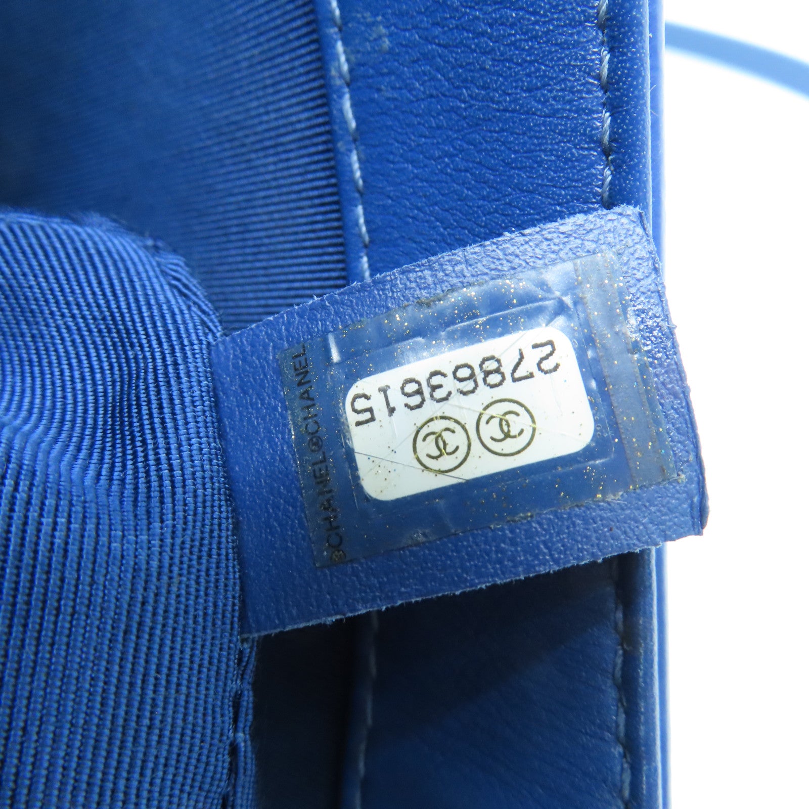 CHANEL 菱格牛皮皮革Chain Shoulder鏈帶肩背袋金扣藍色