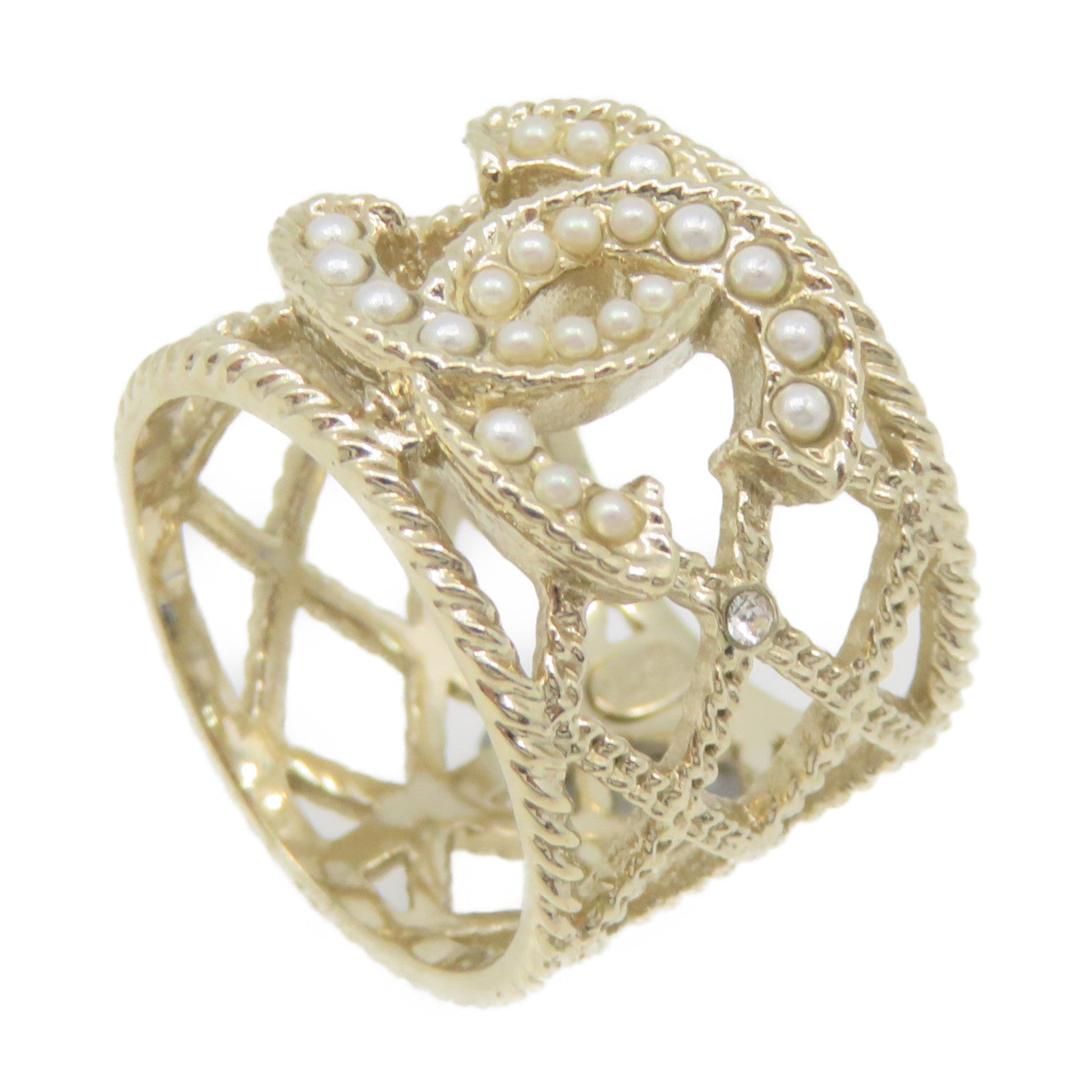 CHANEL Rhombus Metal Ring Ring US#5.5