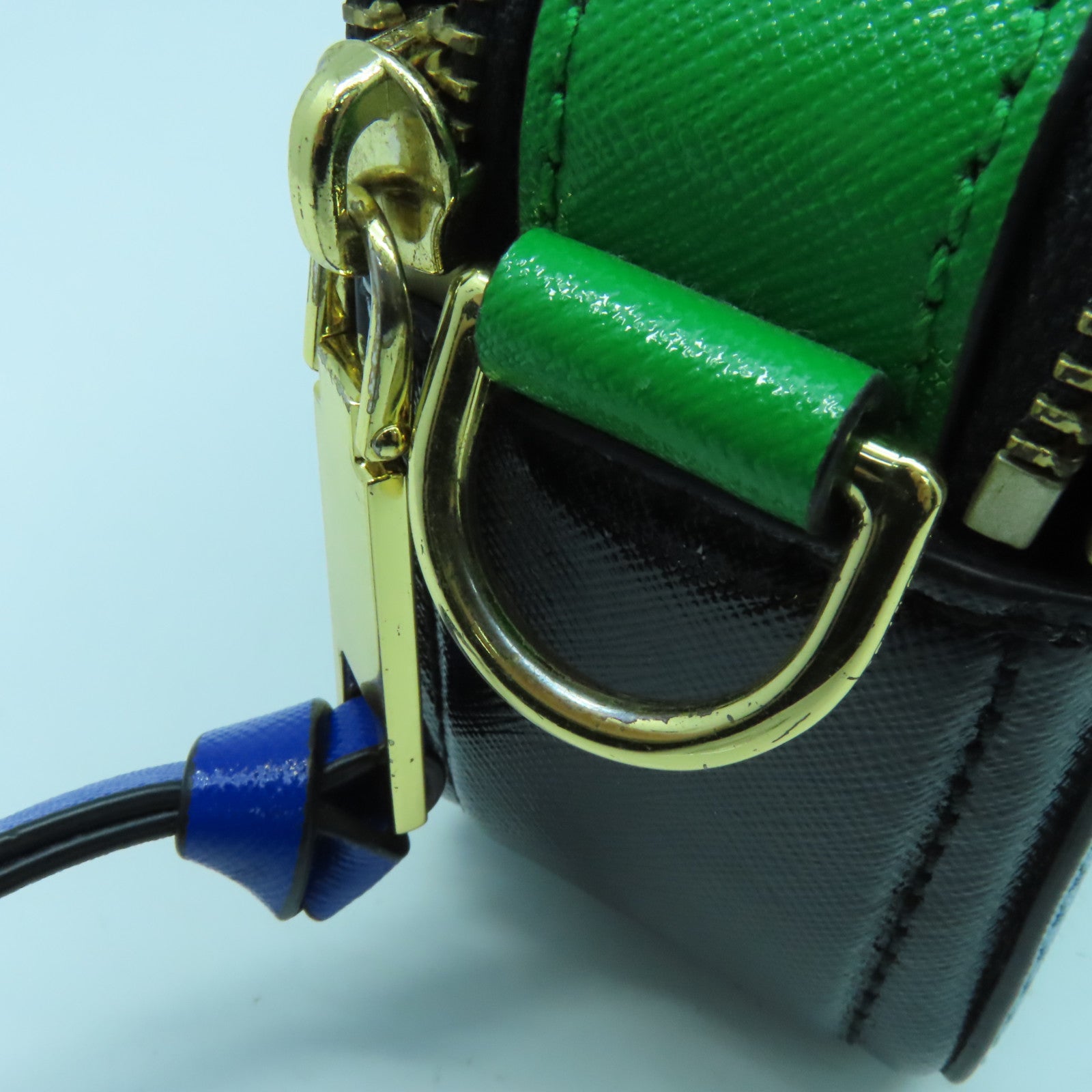 MARC JACOBS 牛皮皮革Shouder Bag金扣肩背袋藍色/綠色