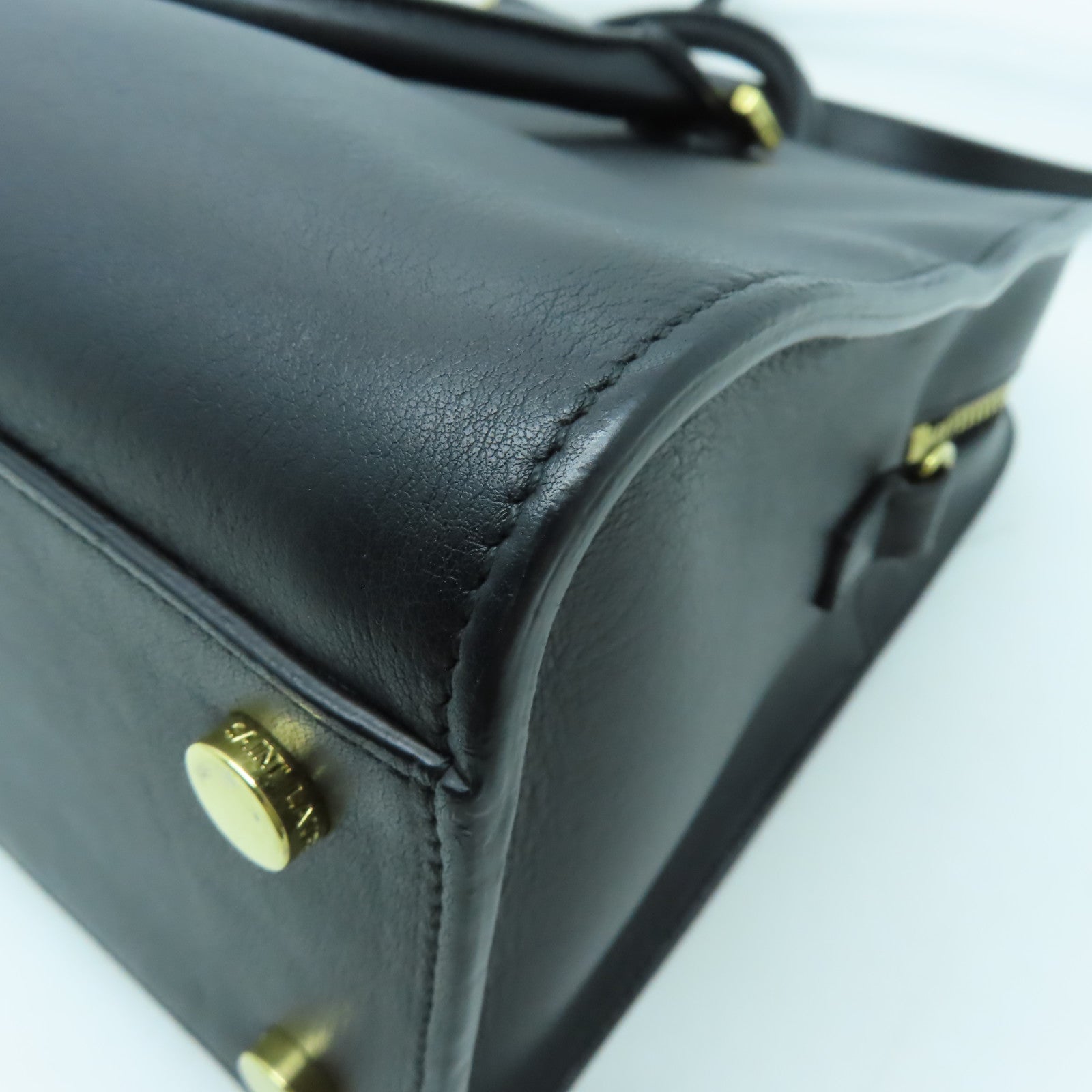 SAINT LAURENT 牛皮皮革2 Way Shoulder金扣手挽肩背兩用袋黑色