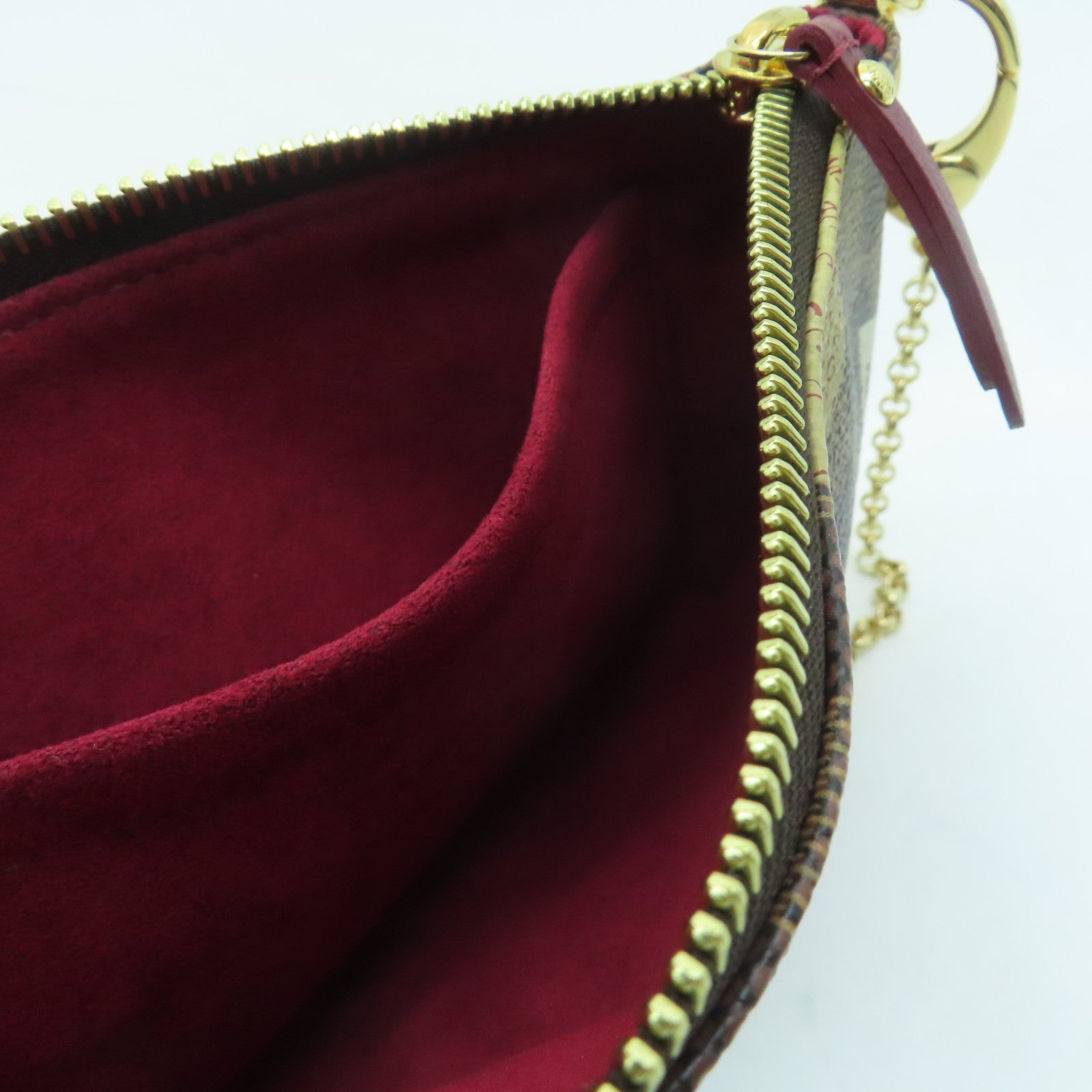 LOUIS VUITTON Damier Pochette Milla MM金扣肩背袋啡色