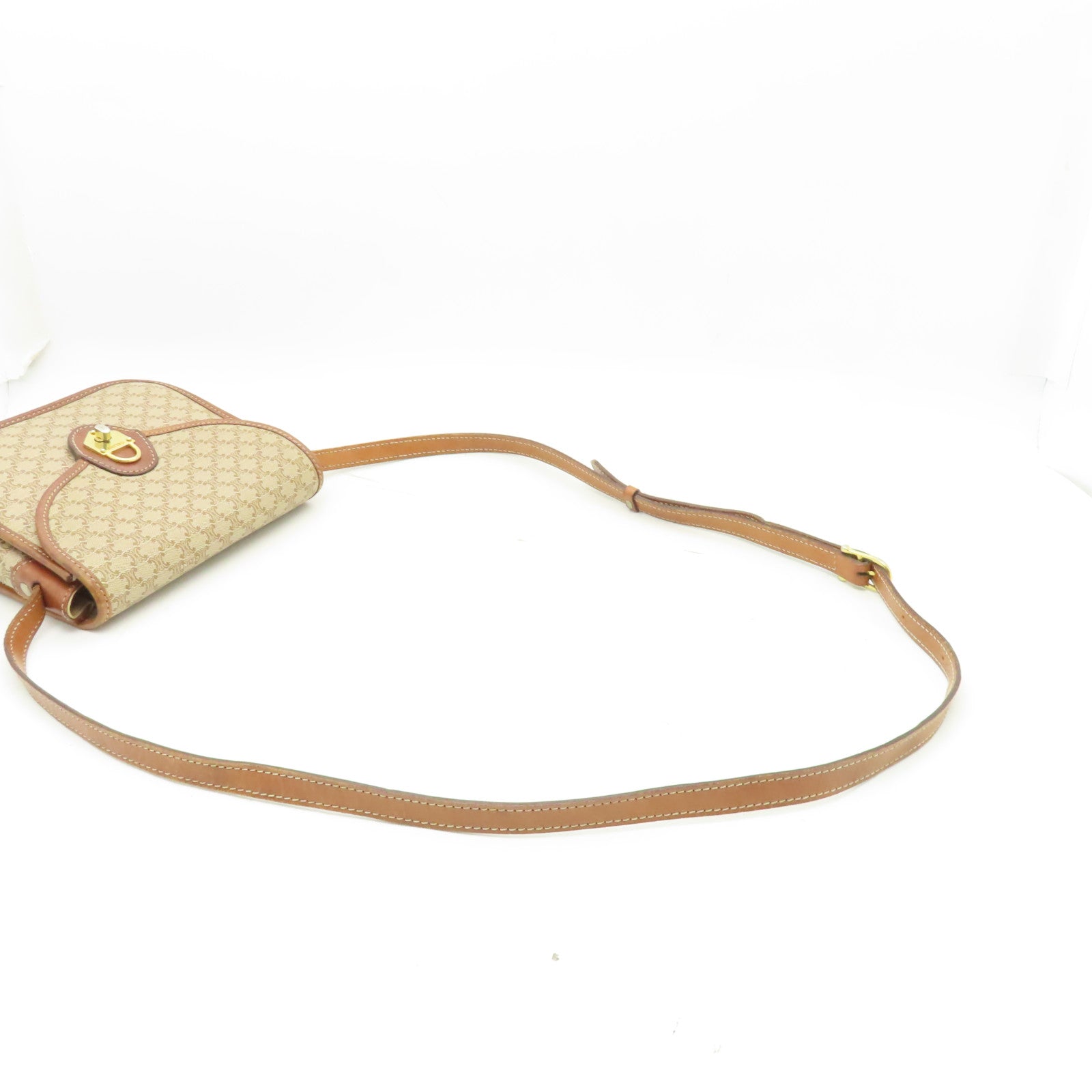 CELINE 帆布Shoulder Bag金扣肩背袋啡色
