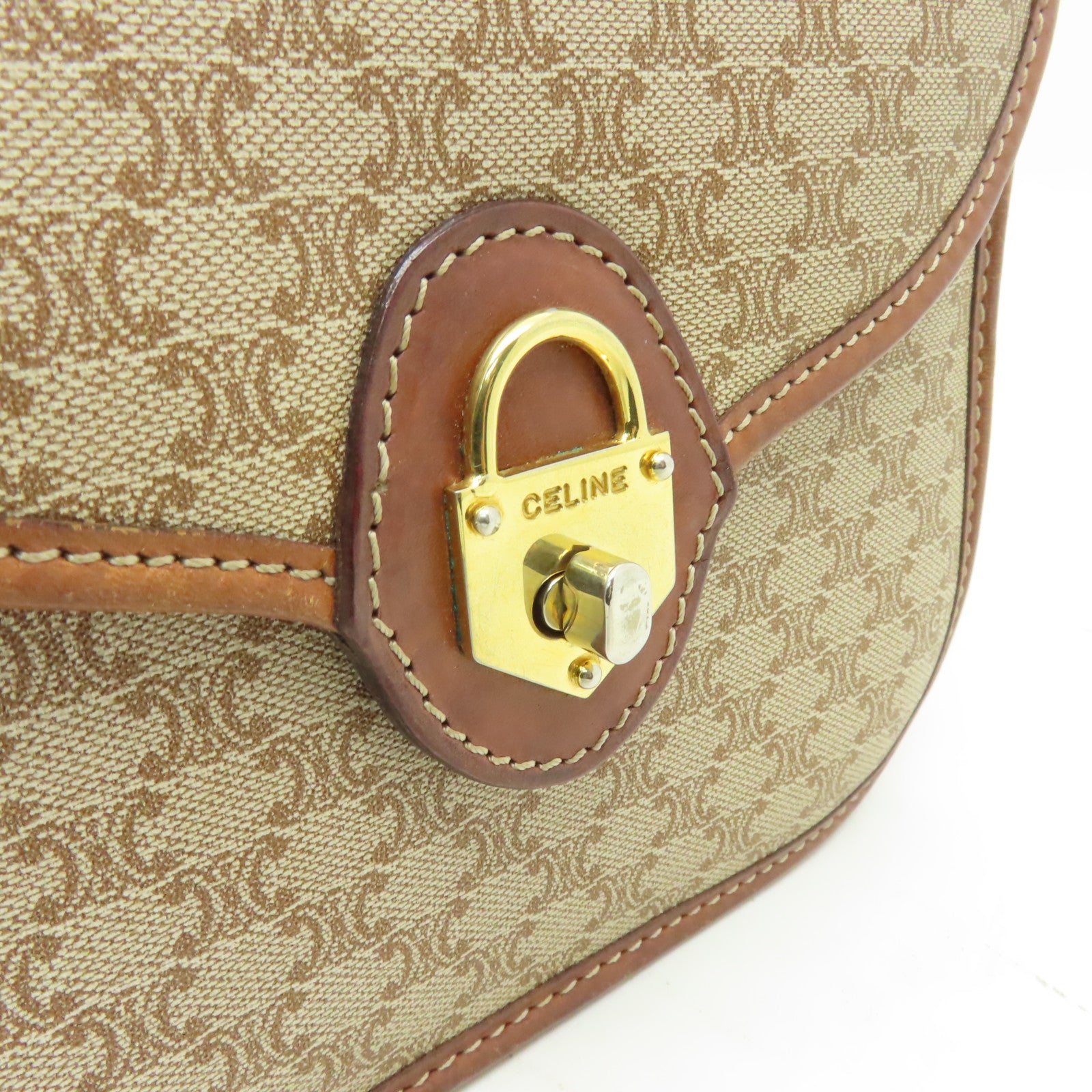 CELINE 帆布Shoulder Bag金扣肩背袋啡色