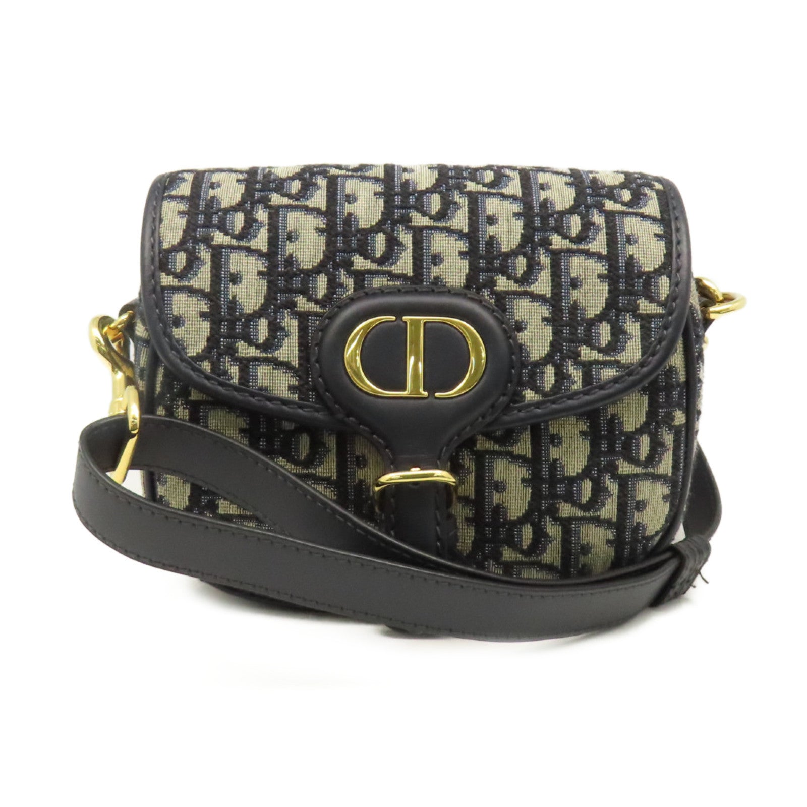 Dior 帆布Bobby Small Shoulder Bag金扣肩背袋啡色/藍色