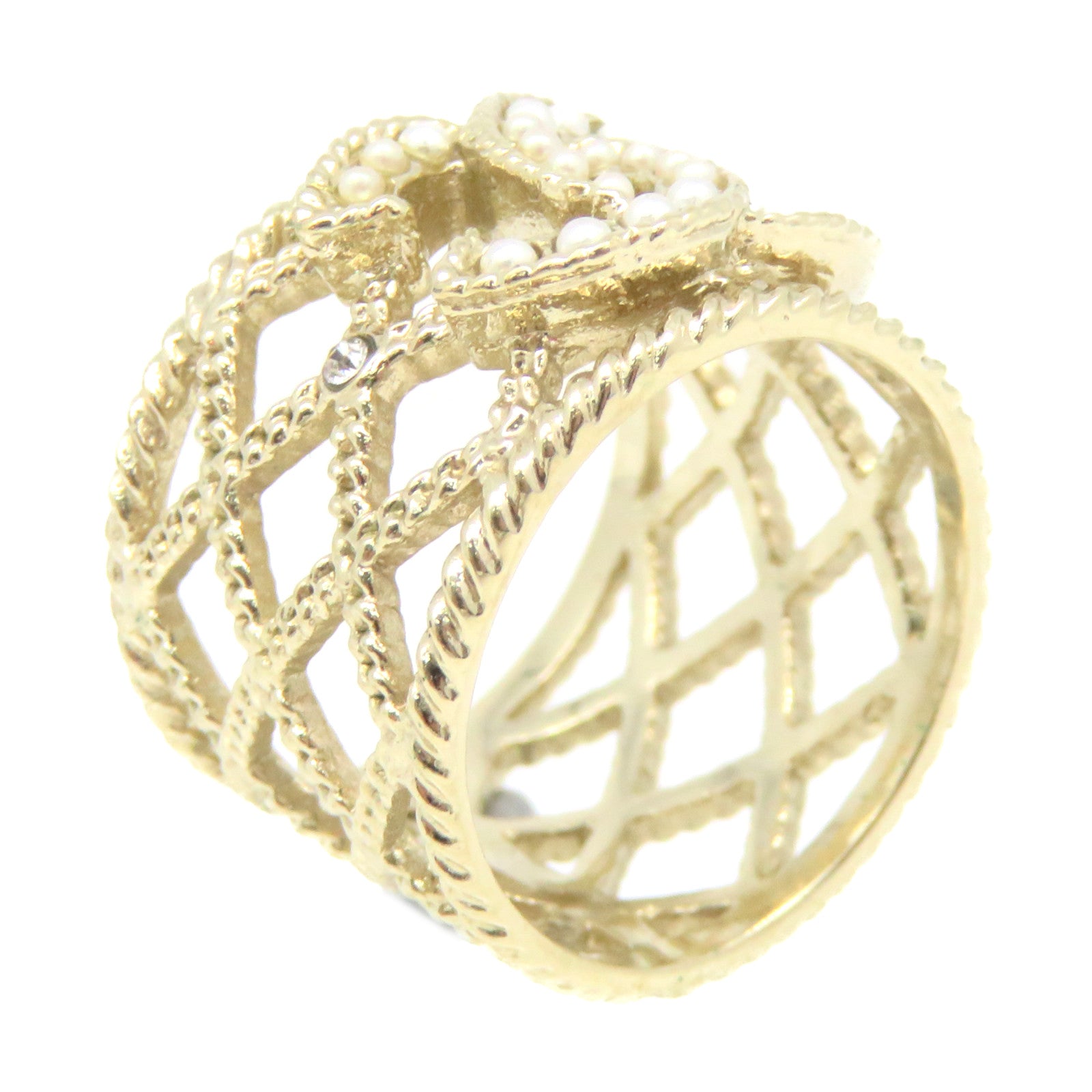 CHANEL Rhombus Metal Ring Ring US#5.5