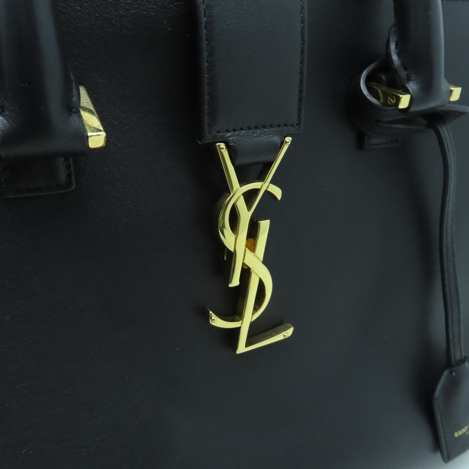 SAINT LAURENT 牛皮皮革2 Way Shoulder金扣手挽肩背兩用袋黑色