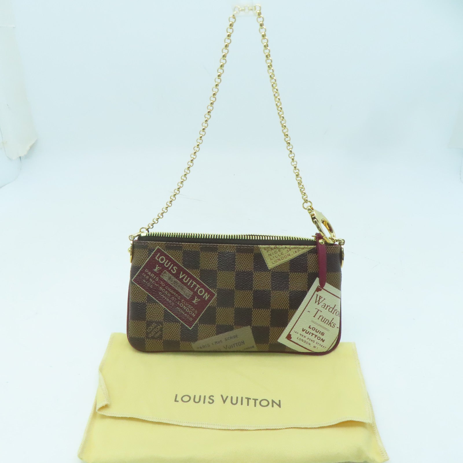 LOUIS VUITTON Damier Pochette Milla MM金扣肩背袋啡色