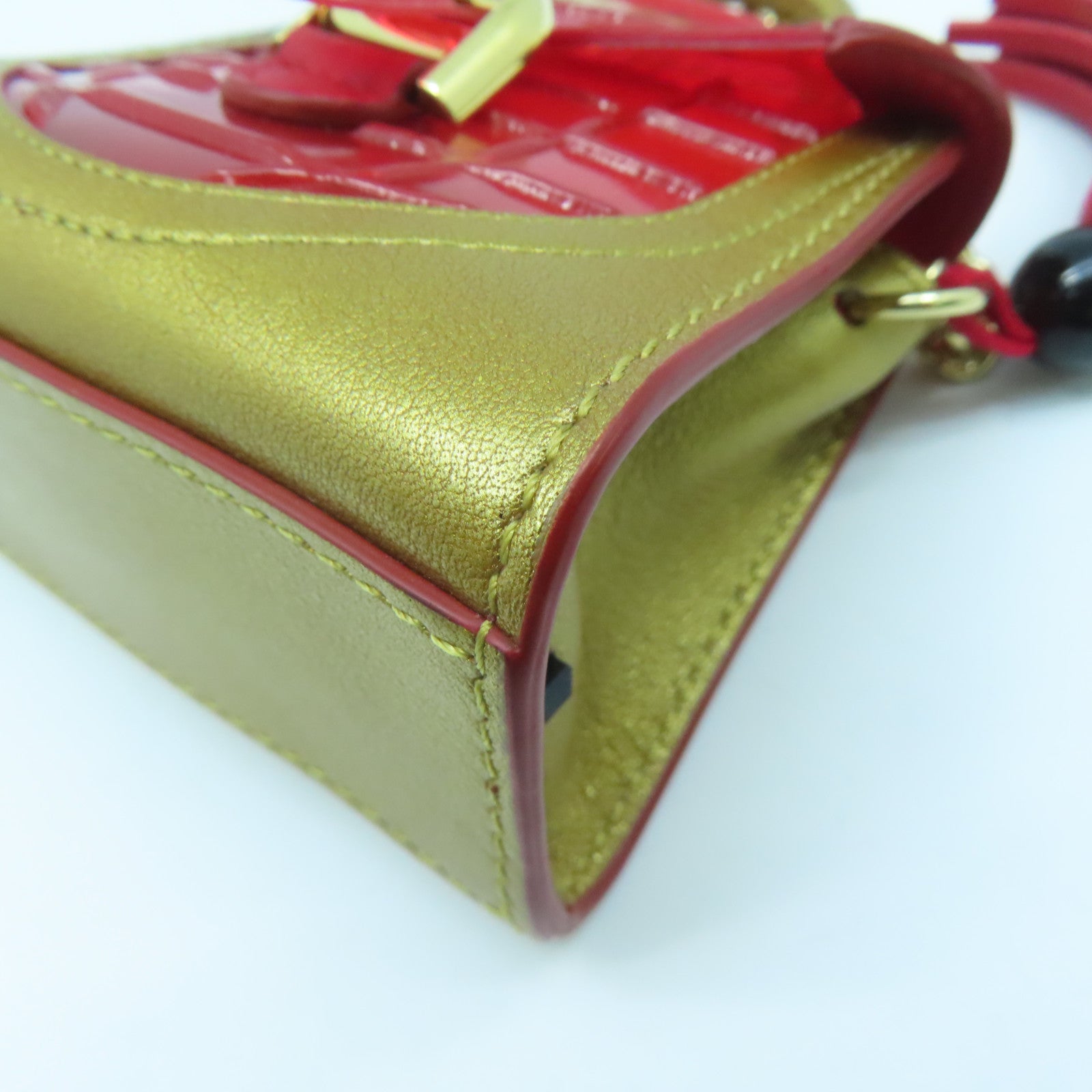 SELECTION 牛皮皮革Delvaux Lantern Charm金扣掛飾紅色/金色