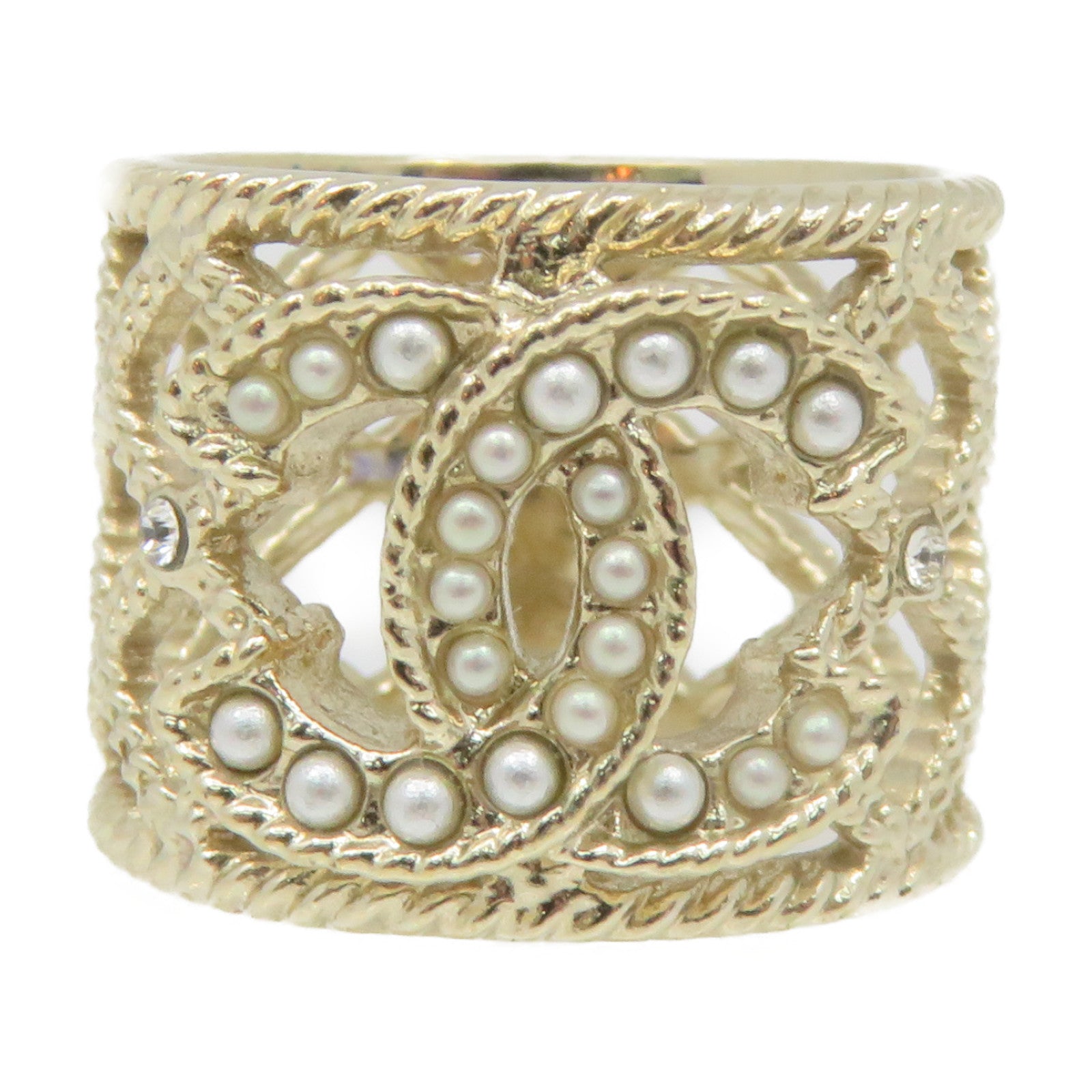 CHANEL Rhombus Metal Ring Ring US#5.5