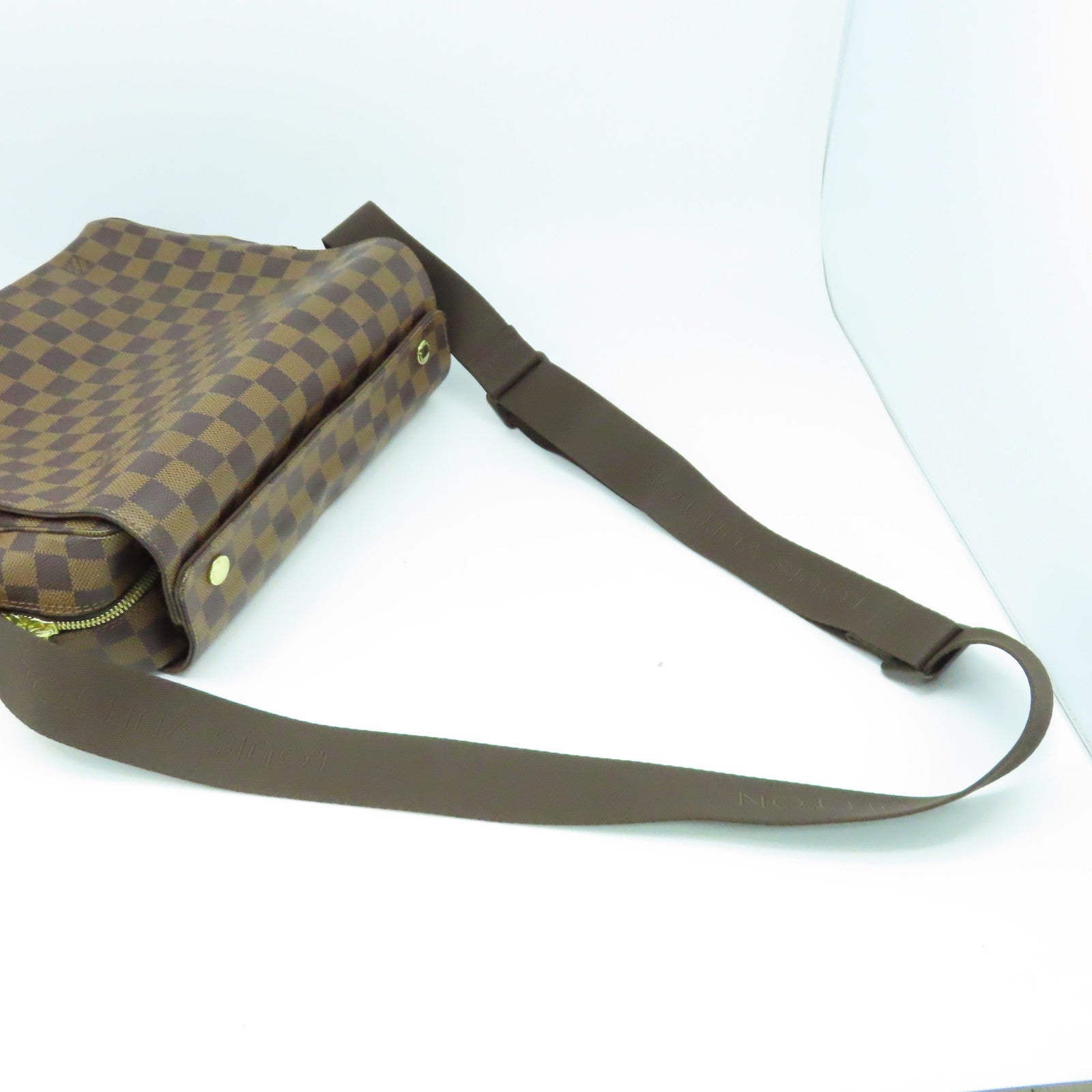 LOUIS VUITTON Damier Naviglio金扣肩背袋棕色