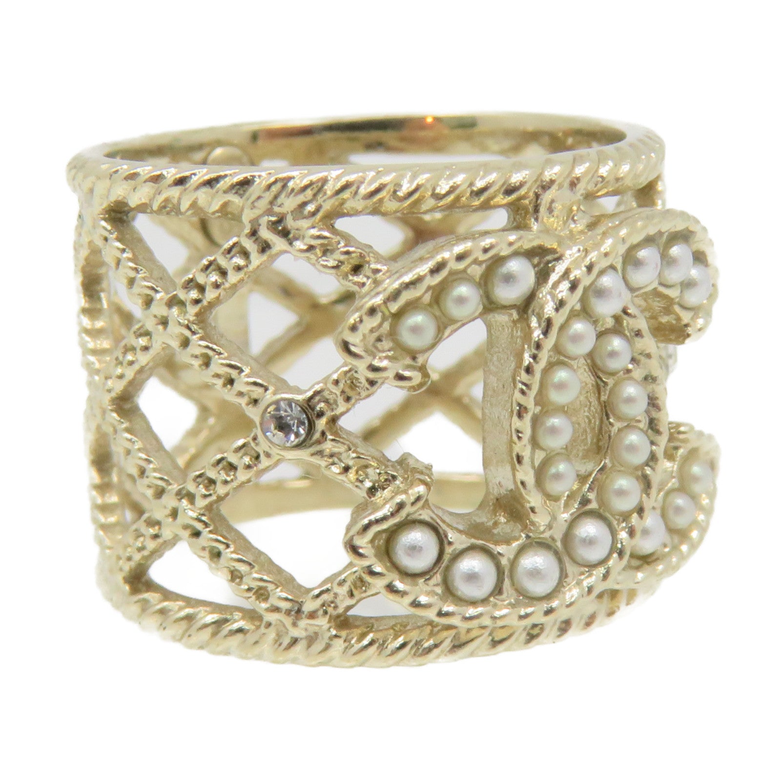 CHANEL Rhombus Metal Ring Ring US#5.5