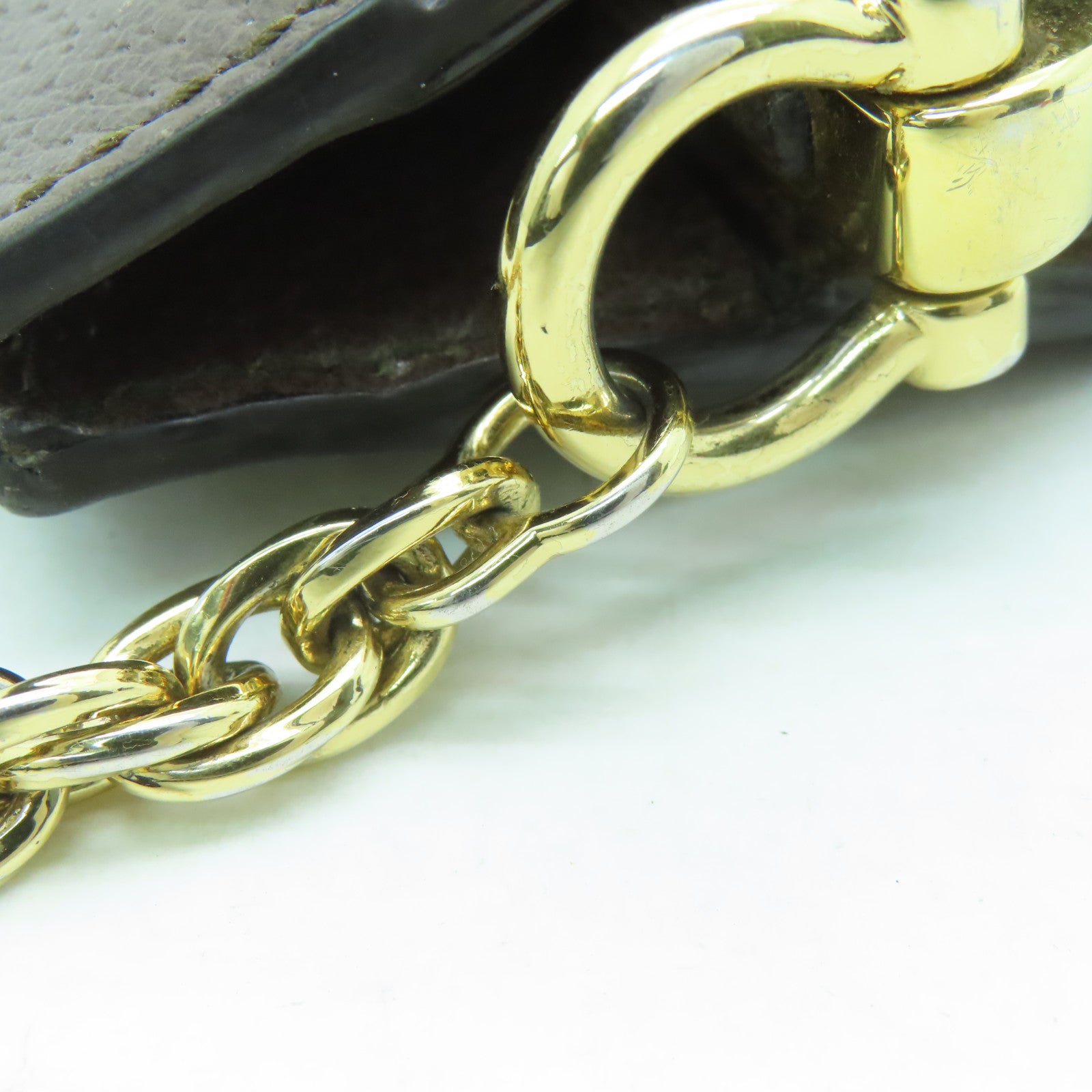 GUCCI 塗層帆布Ophidia GG金扣鏈帶肩背袋啡色