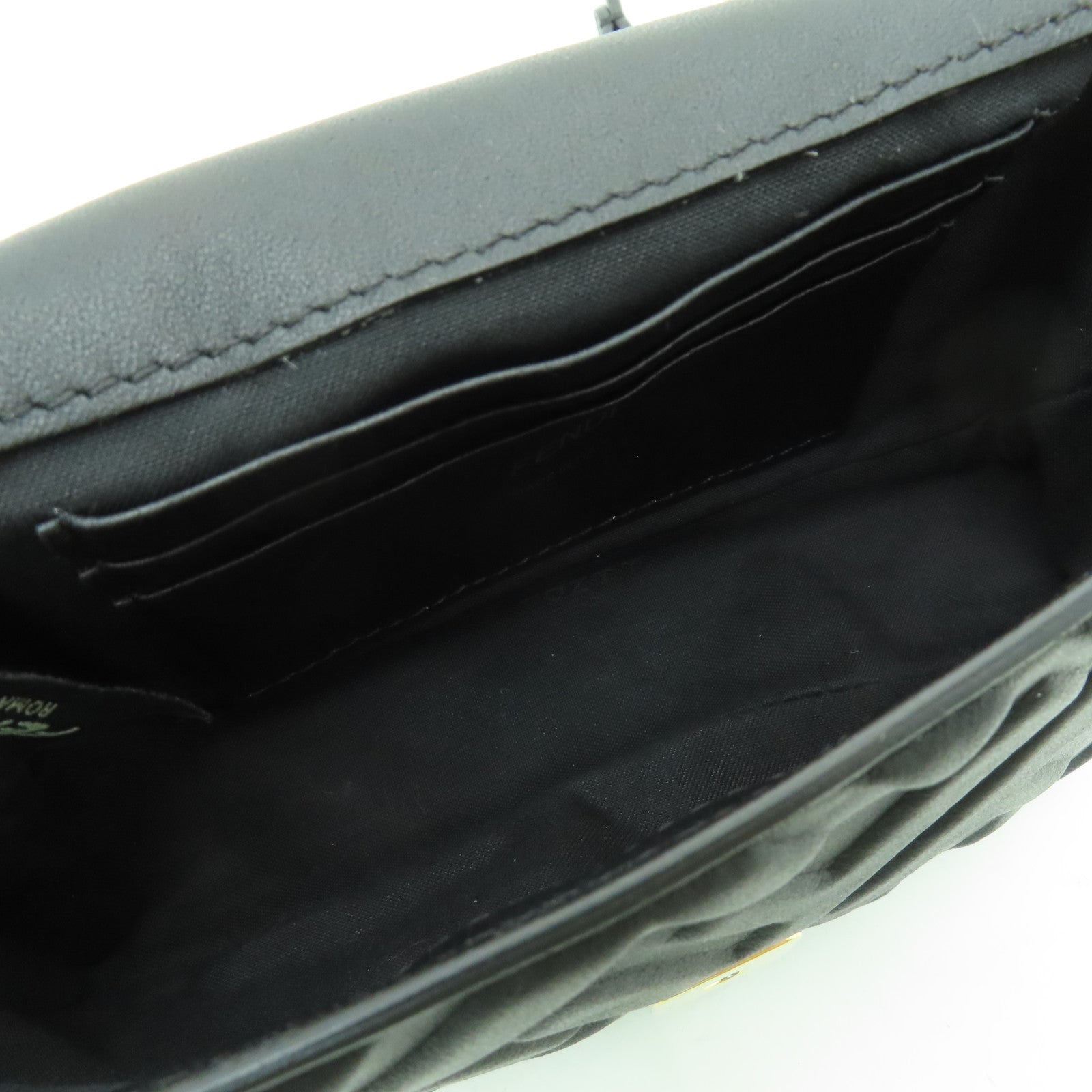 FENDI 羊皮皮革Baguette Mini金扣手挽肩背兩用袋黑色