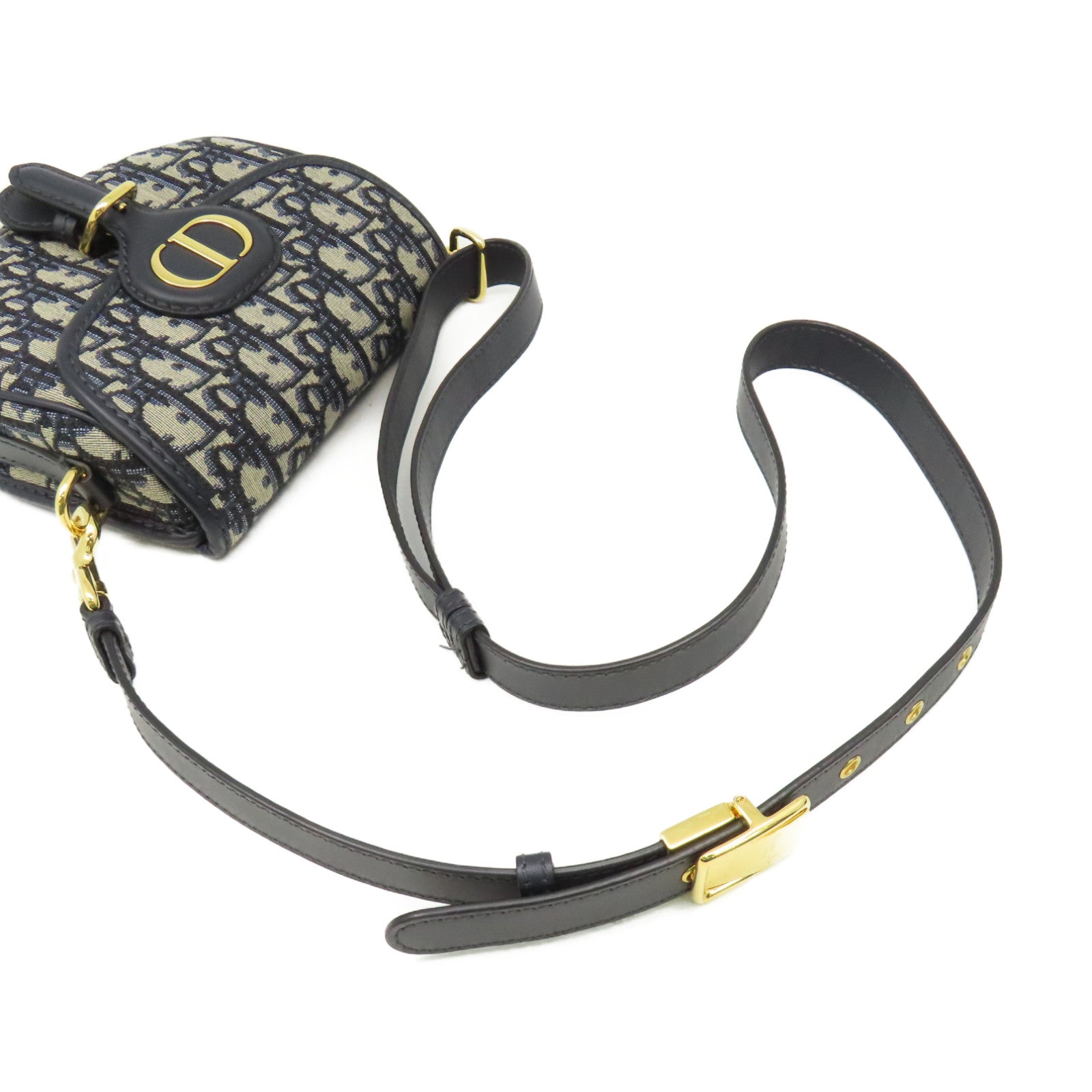 Dior 帆布Bobby Small Shoulder Bag金扣肩背袋啡色/藍色