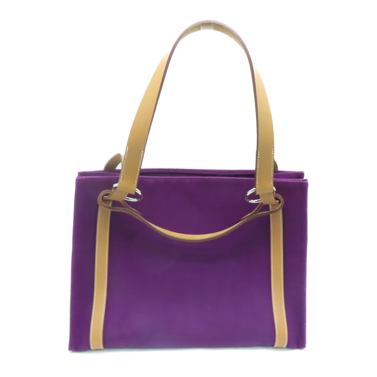 HERMES 帆布Cabalicol银扣手挽袋Anemone紫色