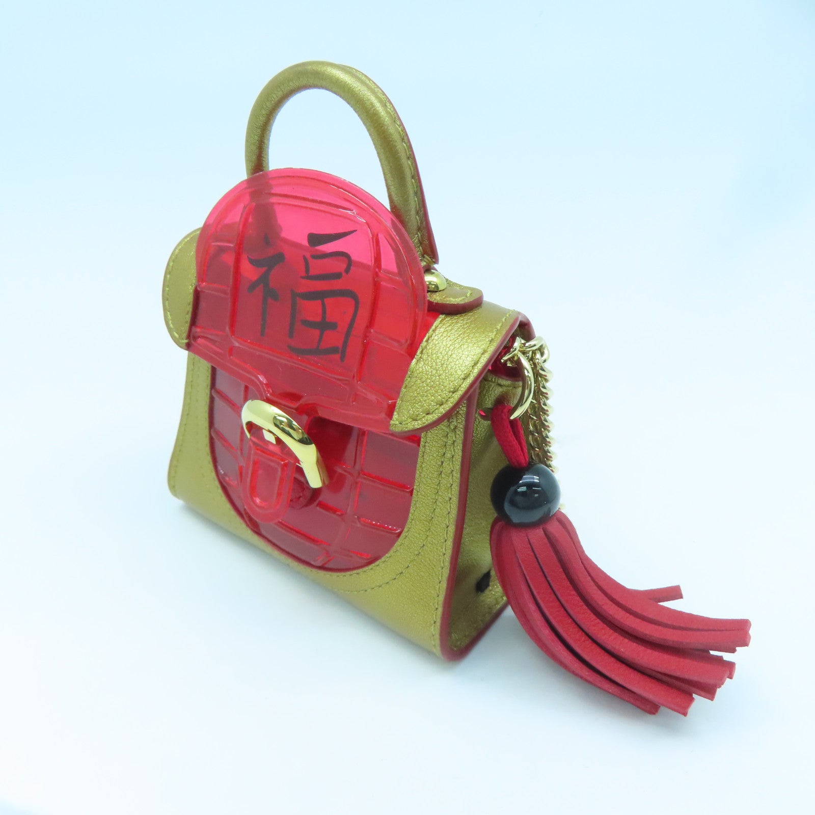 SELECTION 牛皮皮革Delvaux Lantern Charm金扣掛飾紅色/金色