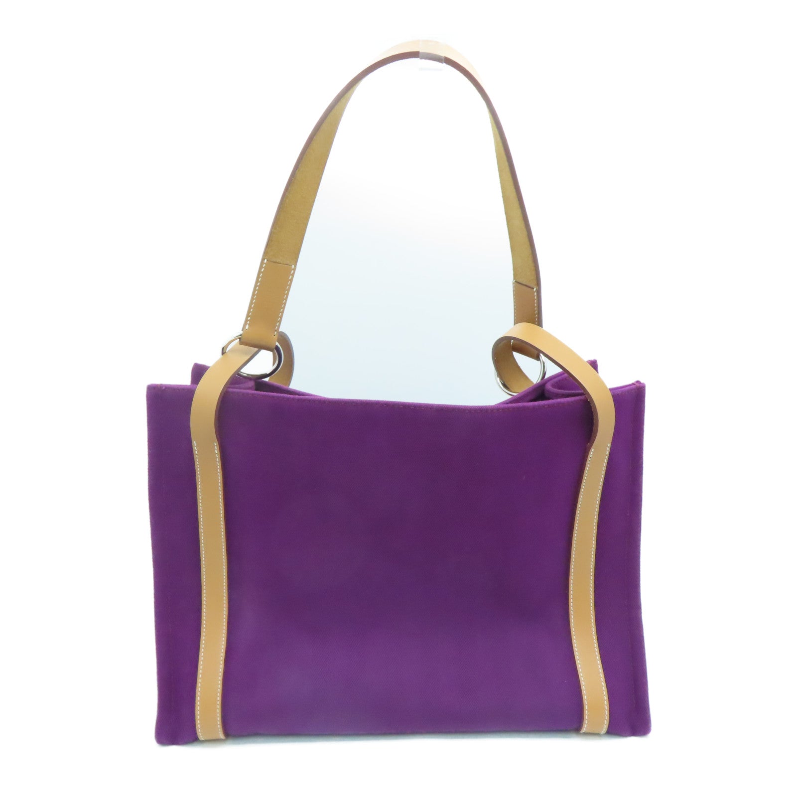 HERMES 帆布Cabalicol银扣手挽袋Anemone紫色
