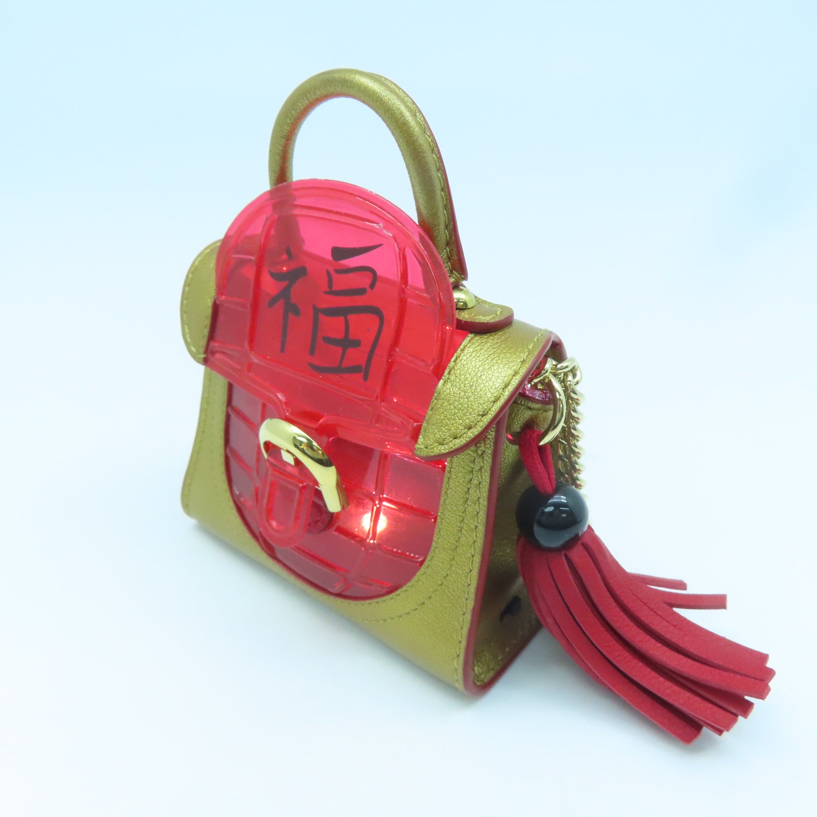 SELECTION 牛皮皮革Delvaux Lantern Charm金扣掛飾紅色/金色