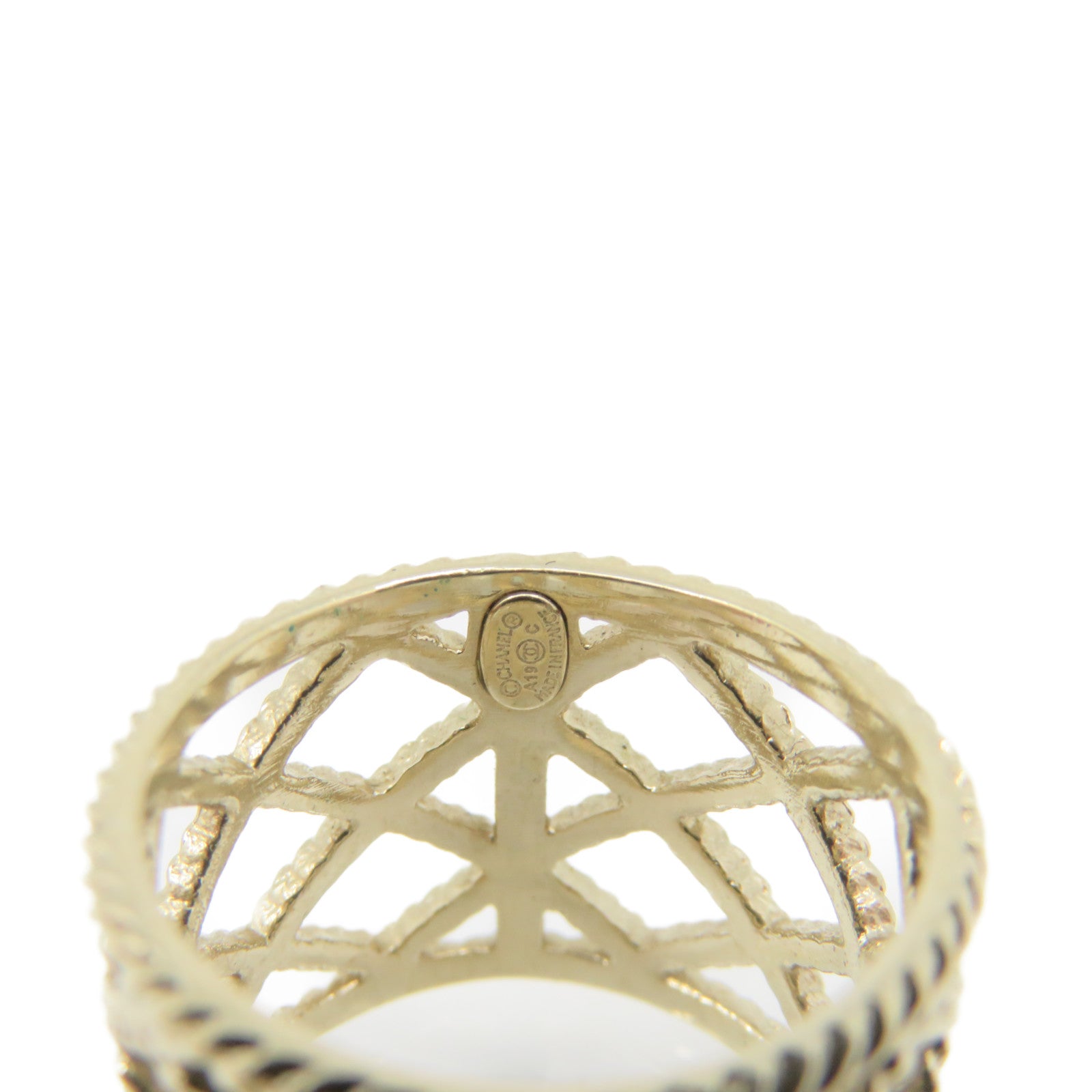 CHANEL Rhombus Metal Ring Ring US#5.5