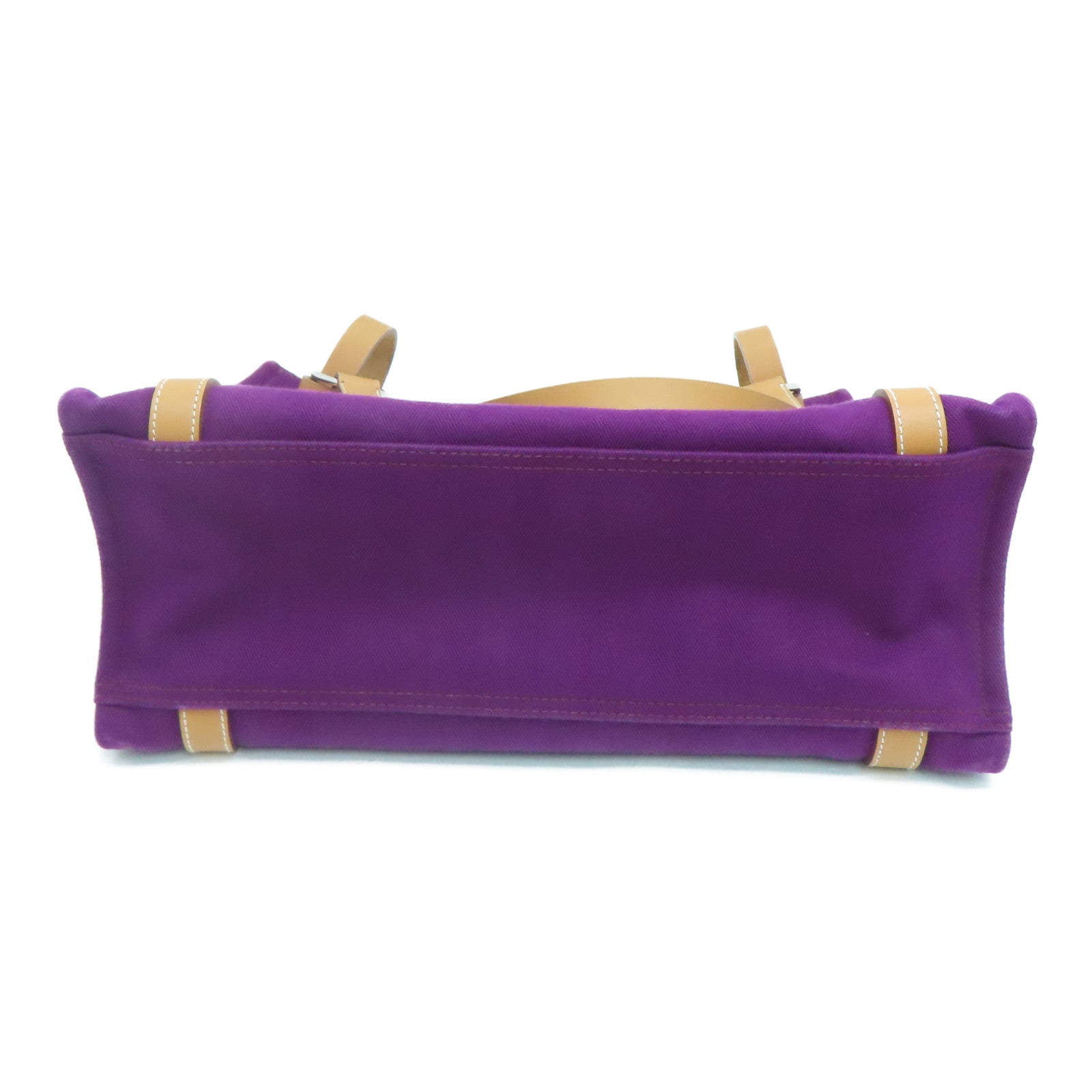 HERMES 帆布Cabalicol银扣手挽袋Anemone紫色