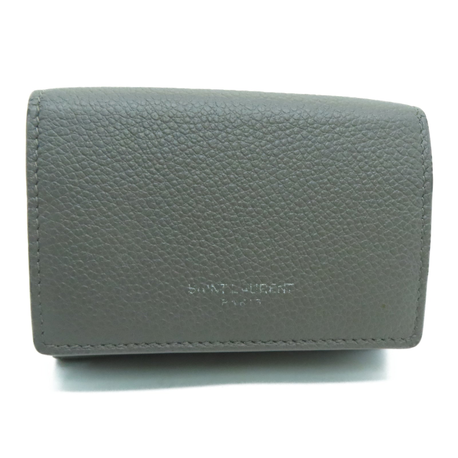 YVES SAINT LAURENT 牛皮皮革Tiny Wallet银扣钱包灰色