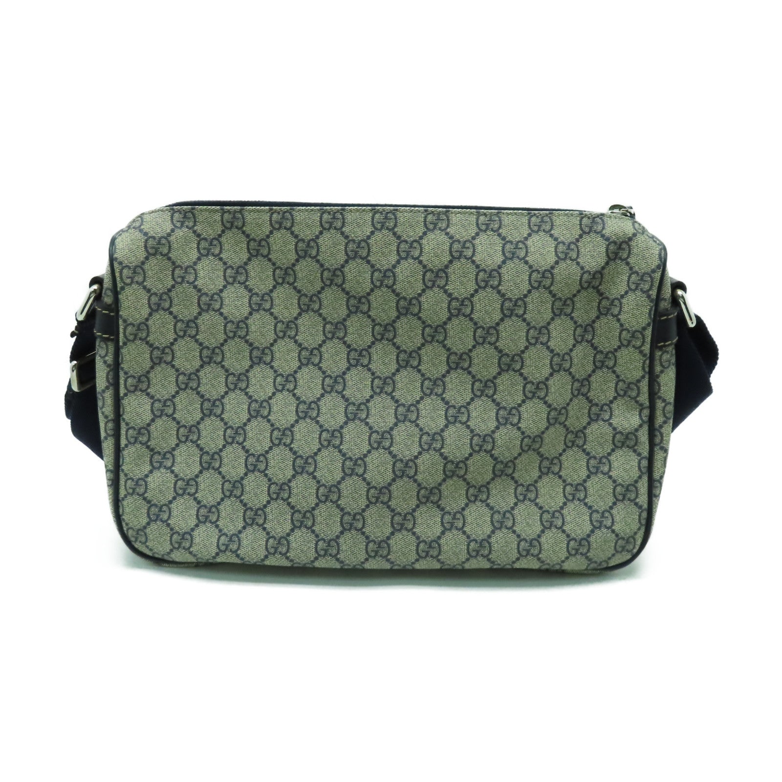 GUCCI 塗層帆布Shoulder Bag銀扣肩背袋藍色