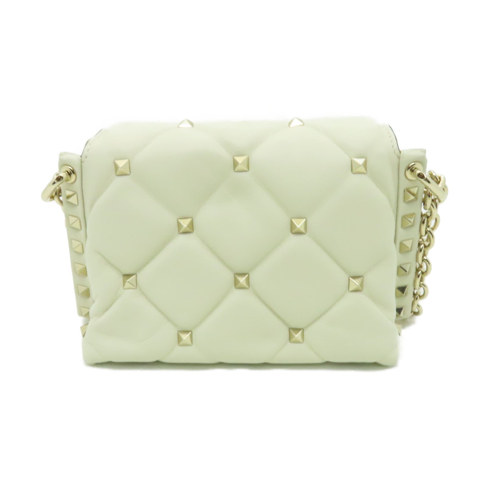 Valentino 羊皮皮革Garavani Rockstud Spike金扣鏈帶肩背袋白色