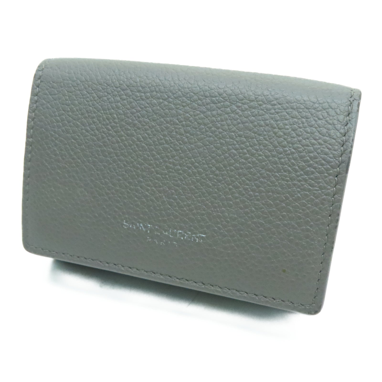 YVES SAINT LAURENT 牛皮皮革Tiny Wallet银扣钱包灰色