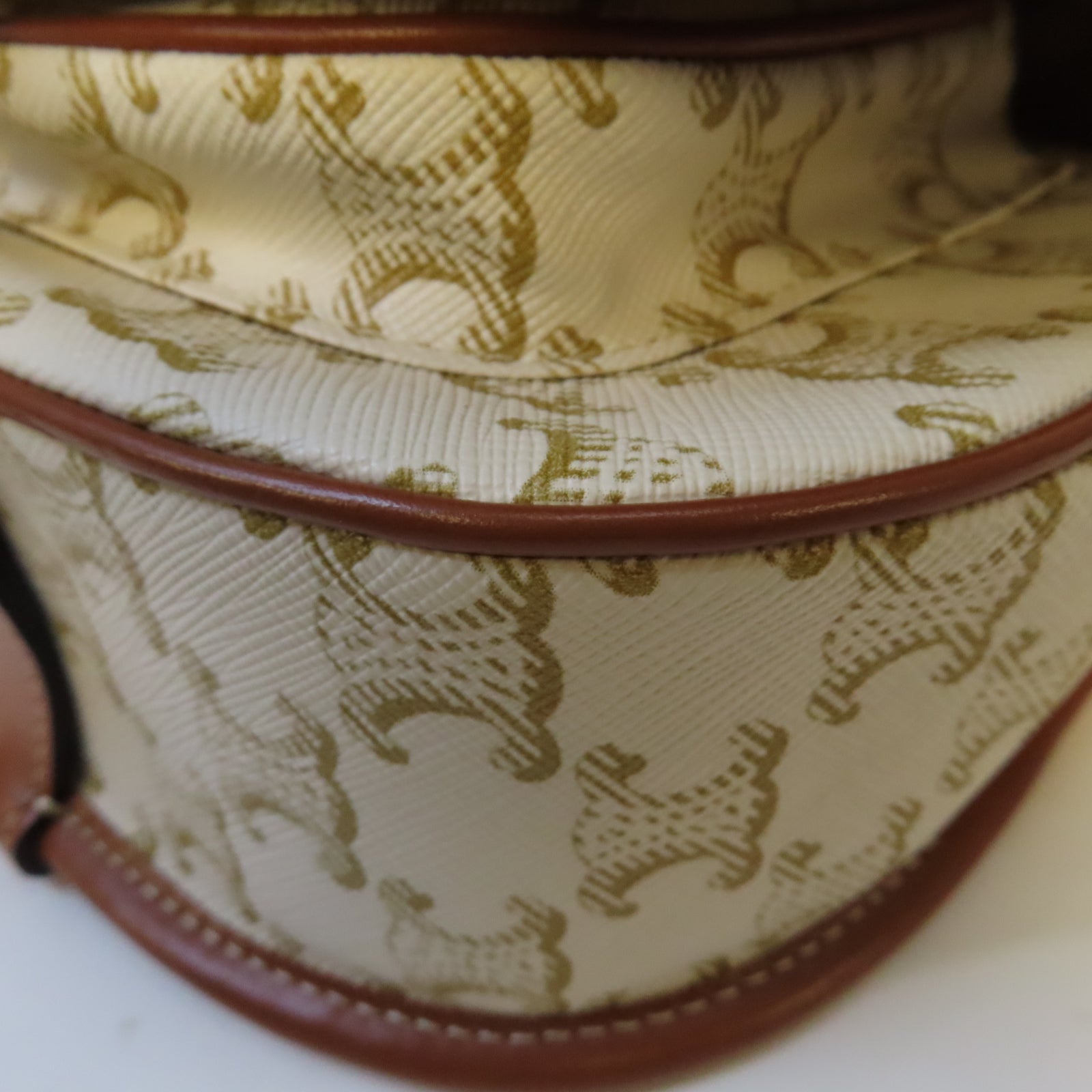 CELINE Triomphe帆布Folco Shoulder Bag金扣肩背袋白色