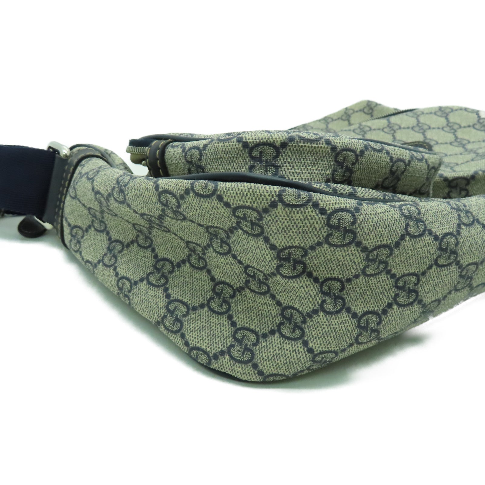 GUCCI 塗層帆布Shoulder Bag銀扣肩背袋藍色