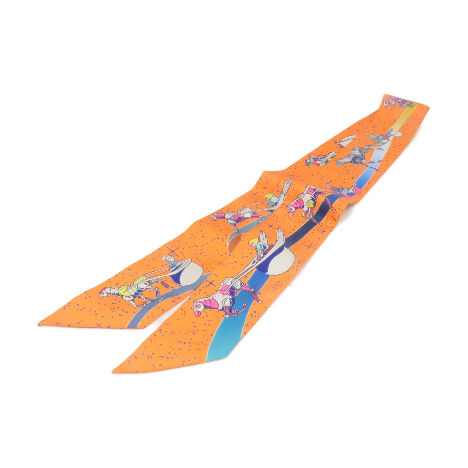 HERMES Silk Twilly Scarf Orange/Color