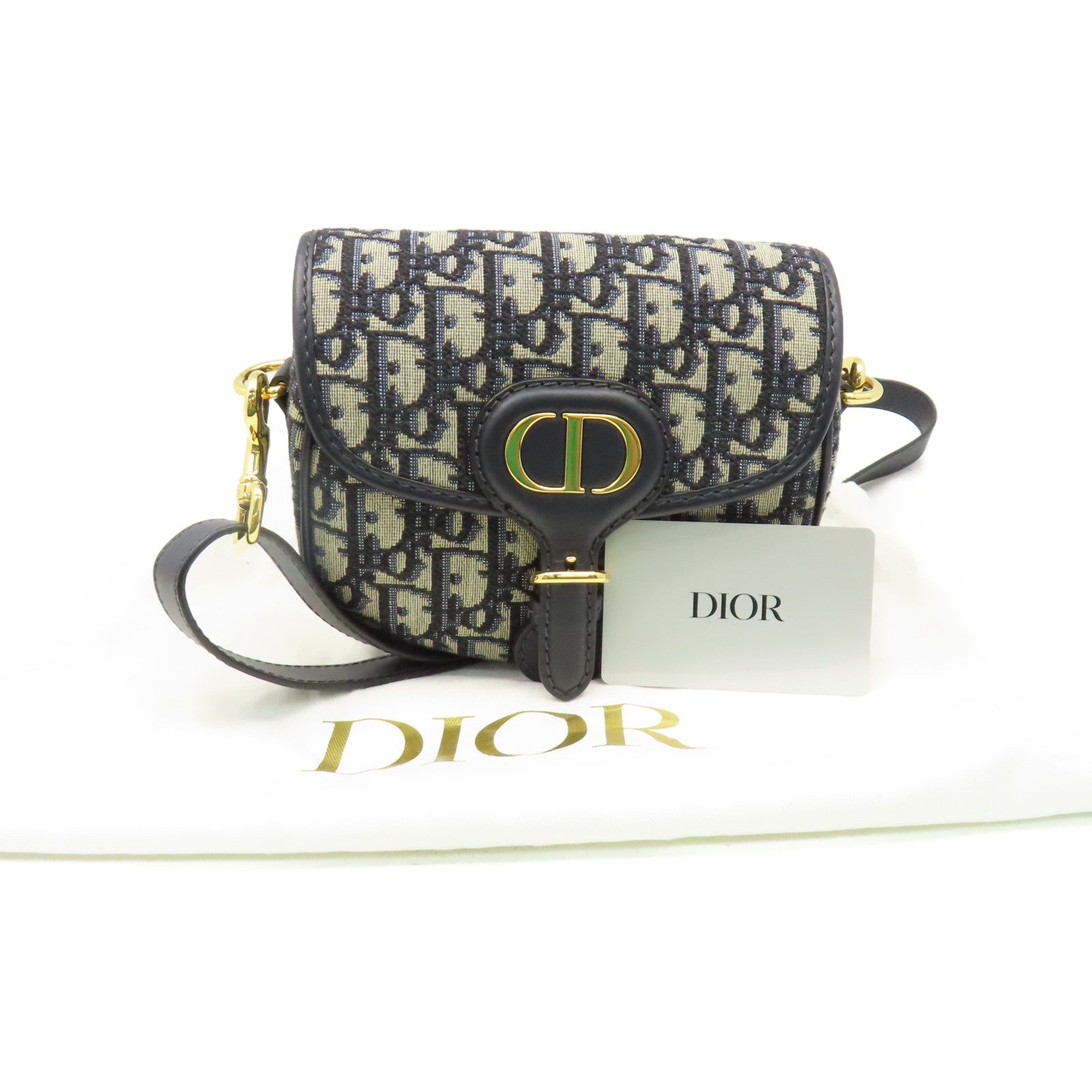 Dior 帆布Bobby Small Shoulder Bag金扣肩背袋啡色/藍色