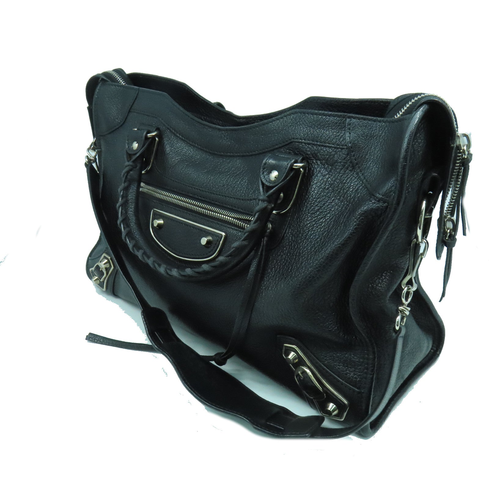 BALENCIAGA 牛皮皮革Classic City銀扣手挽肩背兩用袋黑色